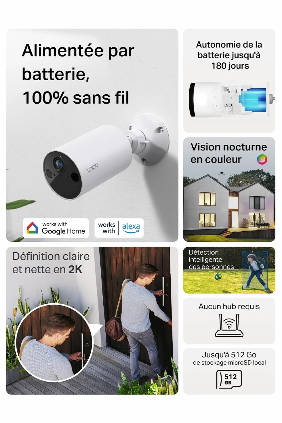 Tapo C410 2K(3MP) Zewnętrzna kamera nadzorująca WiFi bezprzewodowa bateria 2 sztuk, żywotność baterii 180j, wykrywanie osoby, kolorowy noktowizor, wodoodporny IP65, nie wymaga koncentratora