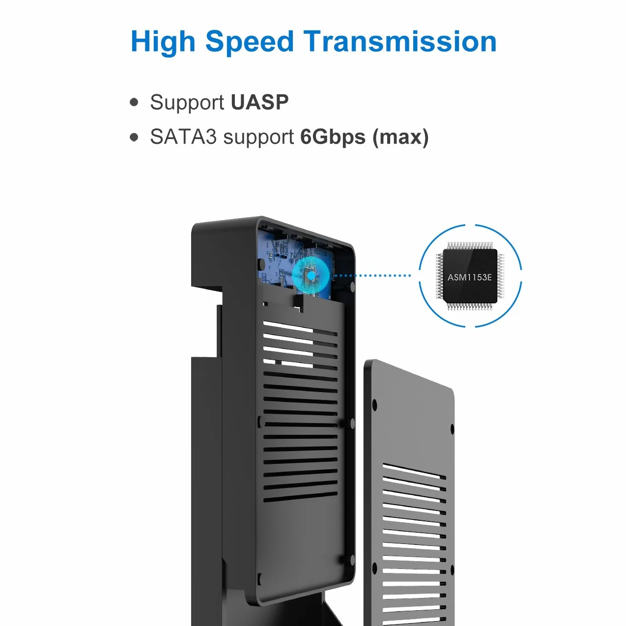Inateck Obudowa dysku twardego 3.5 USB 3.0, zewnętrzna obudowa HDD do 2,5"/3,5" SATA HDD i SSD, obsługuje UASP i maksymalnie 20 TB napędów, zasilacz 12 V/2 A