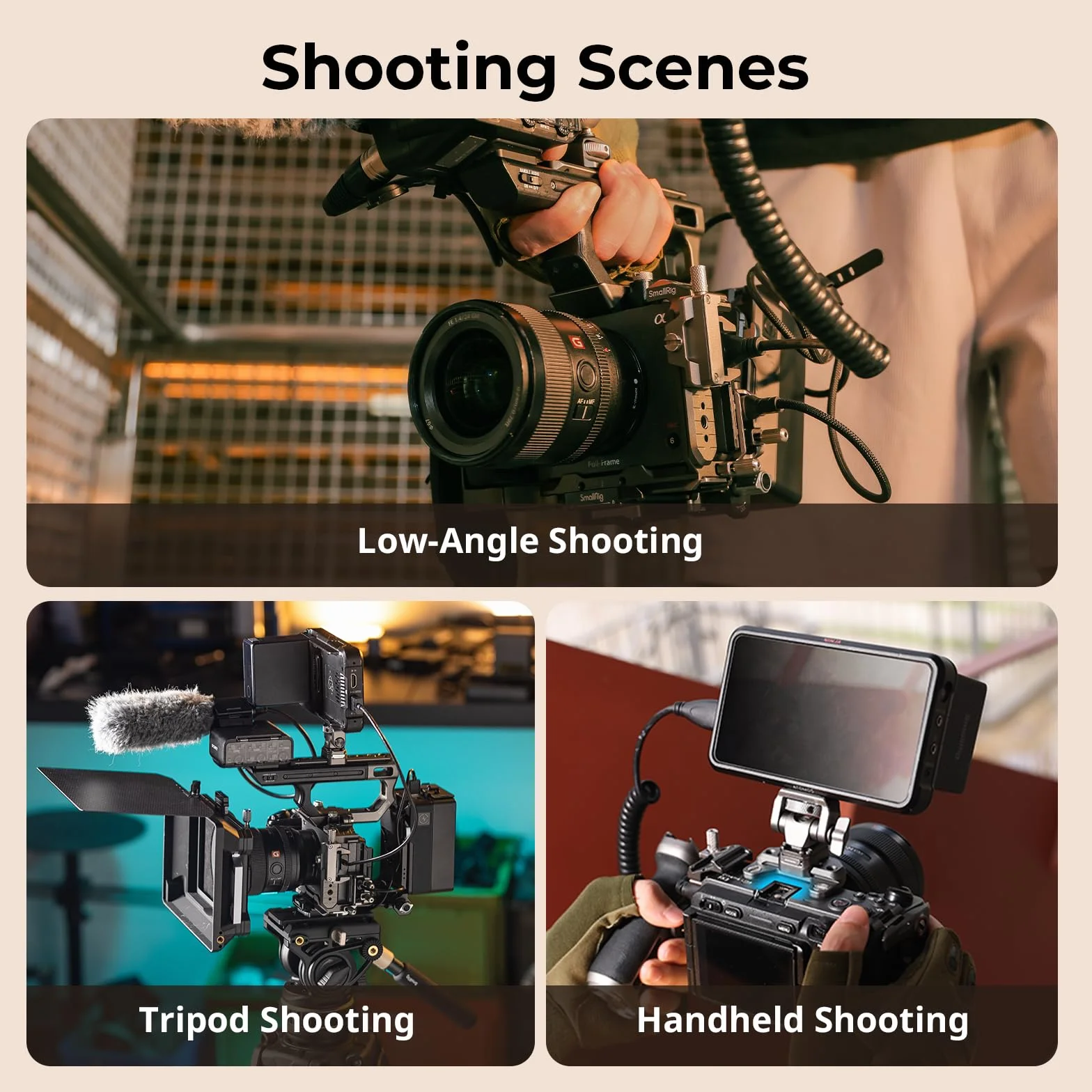 SMALLRIG FX3 / FX30 HawkLock Quick Release Camera Cage Kit dla Sony z Uchwytem na Kabel, Wbudowanym Uchwytem QR Cold Shoe NATO Rail/QR Plate dla Arca, Kompatybilny z Oryginalną Rękojeścią XLR - 4770