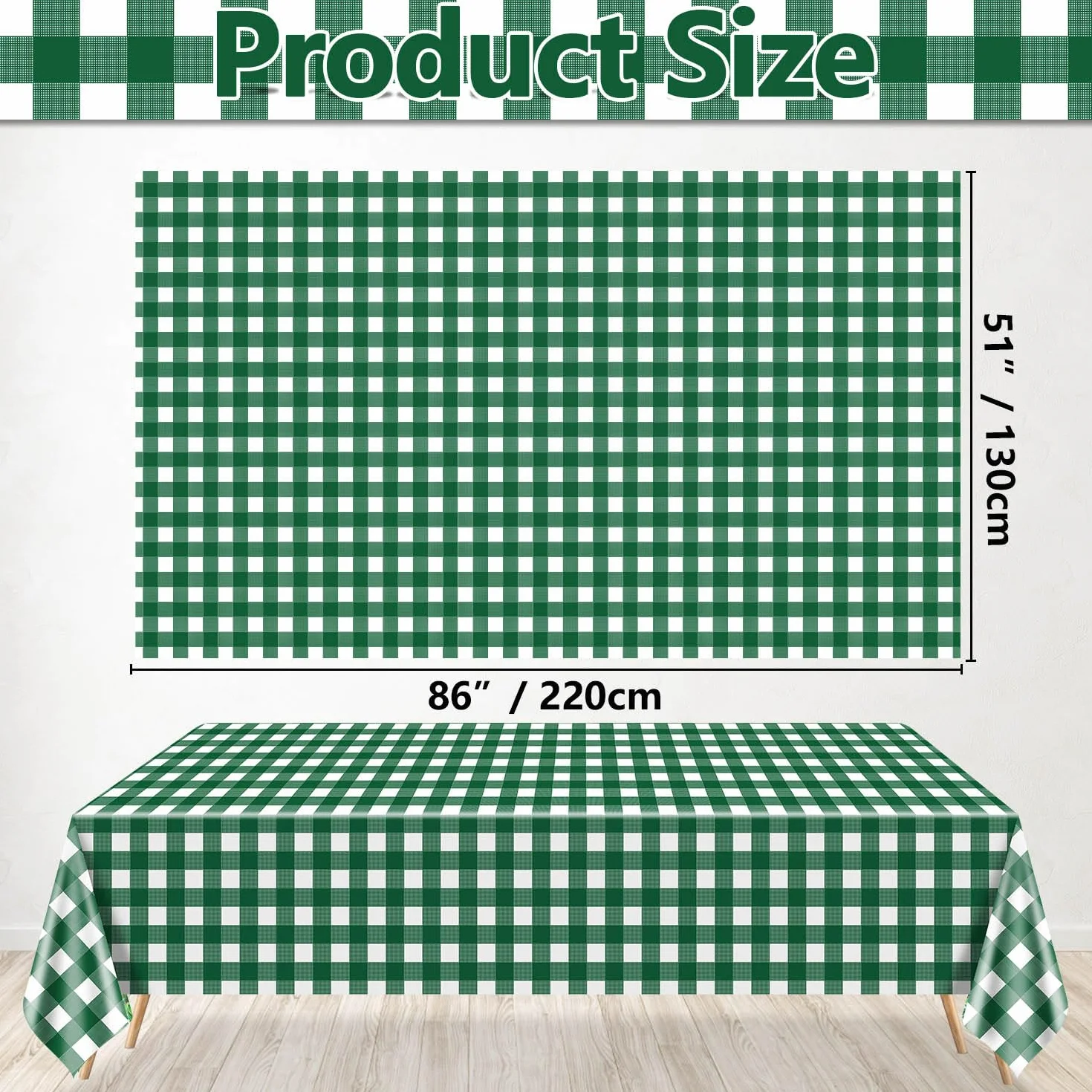 Zielone obrusy w kratkę, zielone i białe obrusy w kratkę, 214 x 130 cm, prostokątne wodoodporne pokrowce na stół piknikowy, na przyjęcie urodzinowe, święta, artykuły outdoorowe, 4 szt
