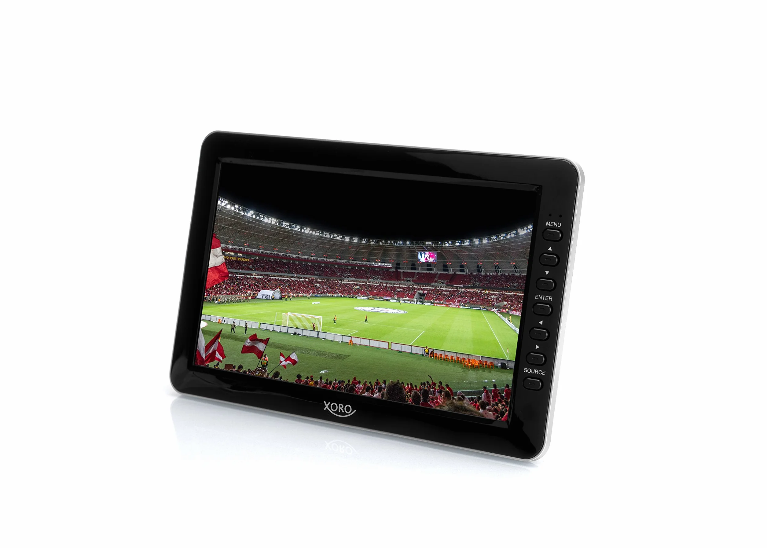 Xoro PTL 1012 telewizor o przekątnej 25,6 cm (10,1 cala) (o pojemności 4800 mAh, przenośny DVB-T/DVB-T2, H.265/HEVCDekoder, funkcja PVR Ready, odtwarzacz multimedialny i aktywna antena teleskopowa z magnetyczną nóżką), kolor czarny