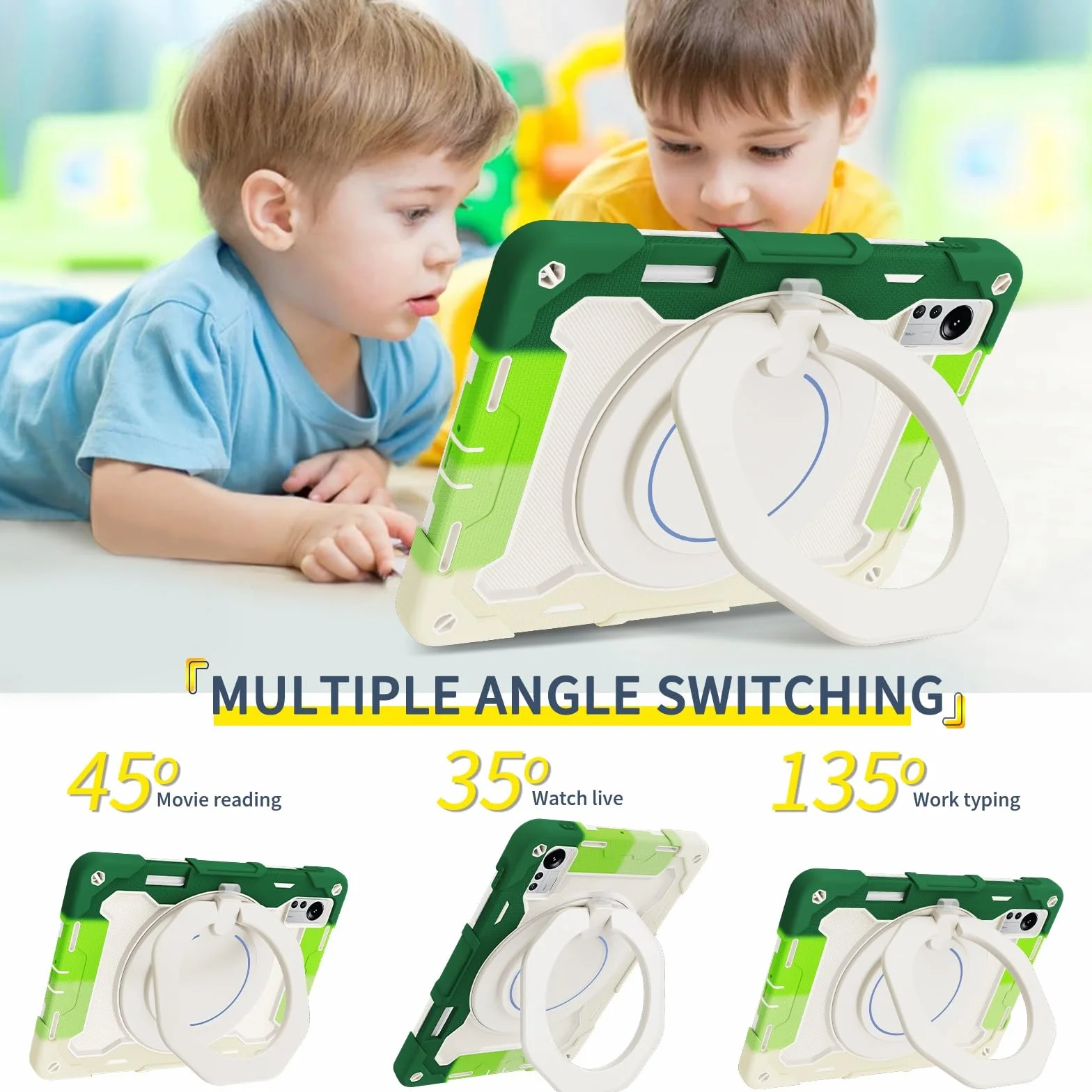 Wytrzymałe etui ochronne do Xiaomi Mi Pad 5 Pro 12,4 cala, stojak obracany o 360°, pasek na ramię, uchwyt na długopis i pierścień, odporna na uderzenia osłona dla dzieci i dorosłych