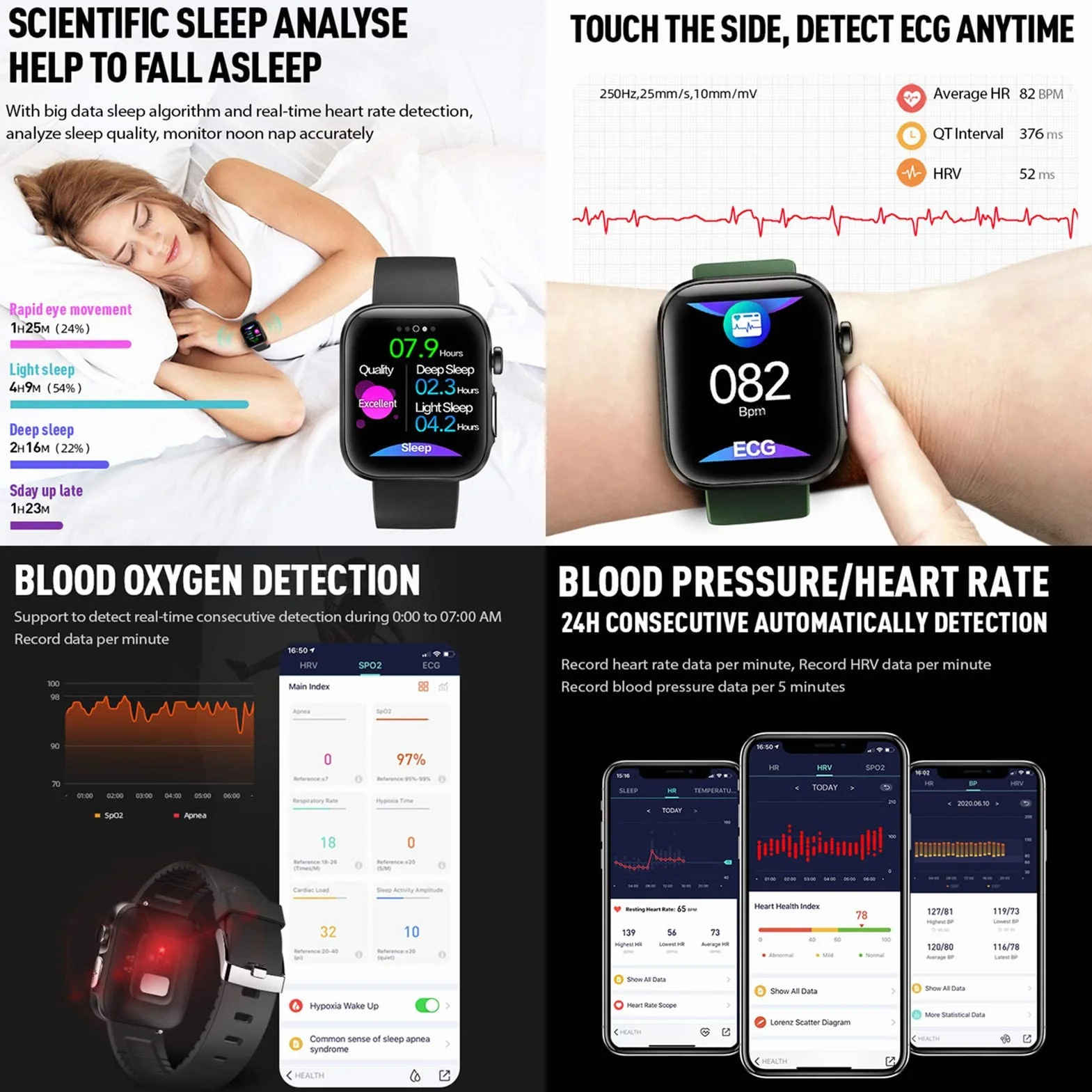 Inteligentny zegarek na telefony z systemem Android i iOS Inteligentne zegarki dla mężczyzn Inteligentny zegarek z monitorem tętna i ciśnienia krwi Zegarek fitness Wodoodporny Rejestrator snu