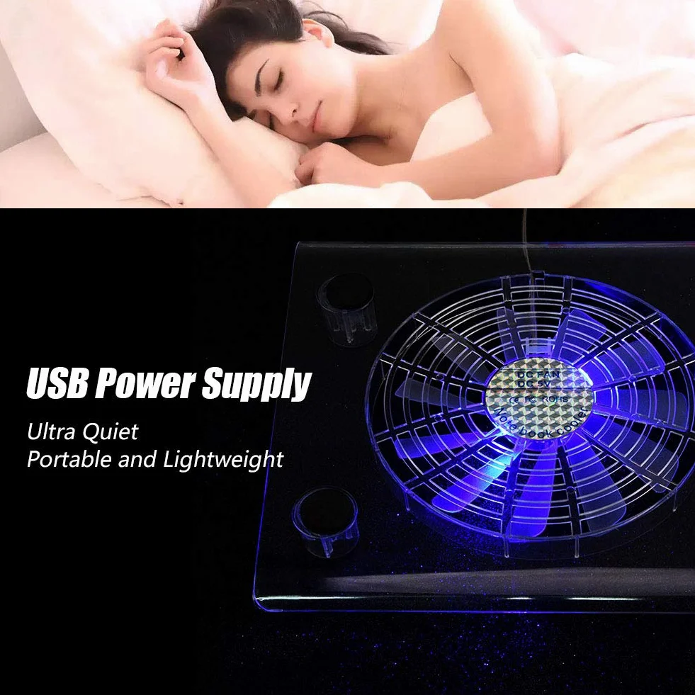 VBESTLIFE Ultra cichy wentylator chłodzący USB z lampkami RGB do /PS3/laptopa/One