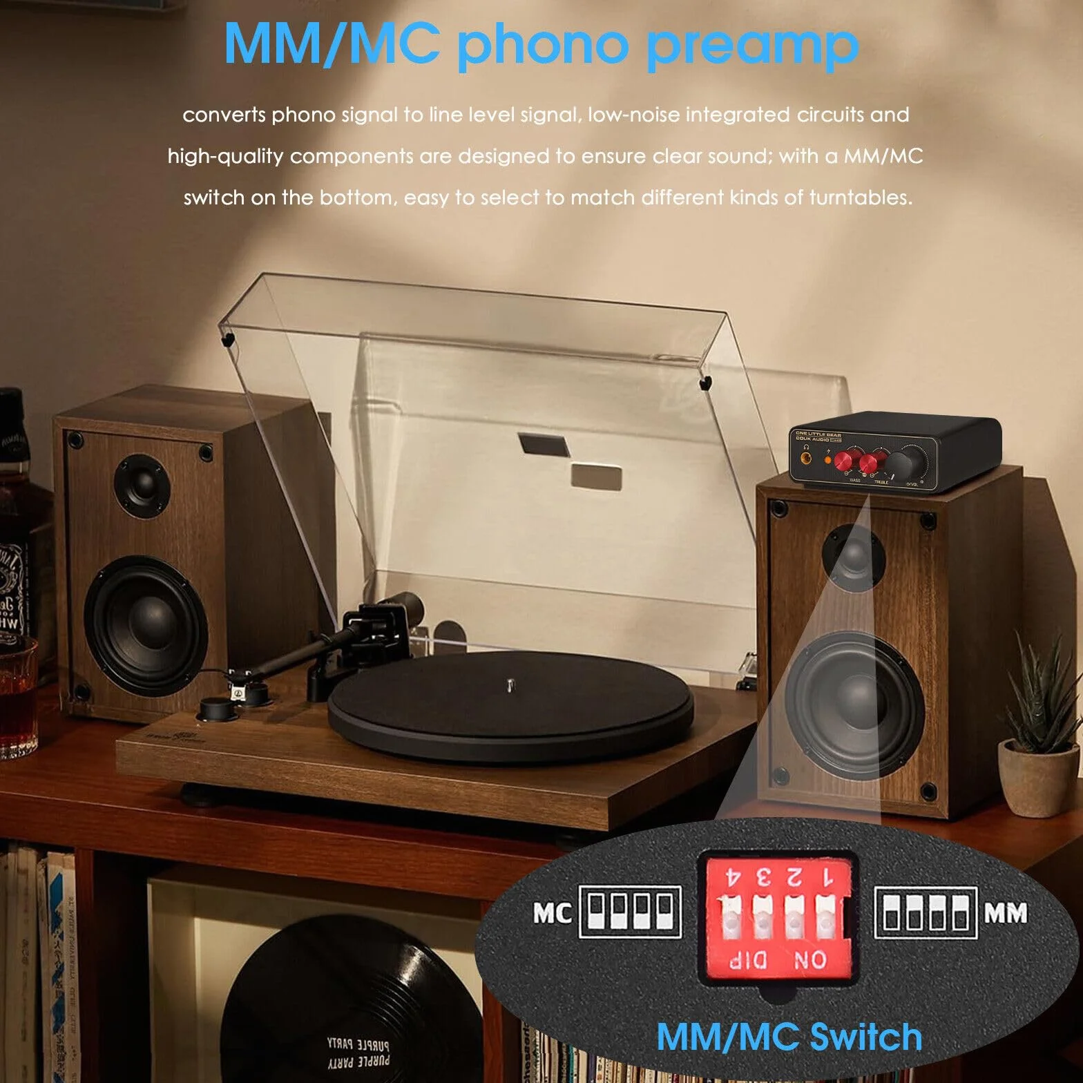 HiFi MM/MC RIAA gramofon przedwzmacniacz phono LP Vinyl płyta przenośna przedwzmacniacz słuchawkowy (T14-EQ)