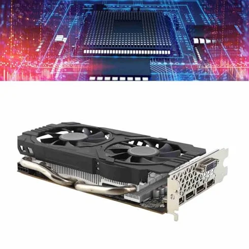 Karta Graficzna RX 580, 8 GB Karta Graficzna Wideo GDDR5 PC Oryginalna 256-bitowa z 2 Wentylatorami Chłodzącymi Interfejs PCI Express 3.0x16 Karta Graficzna do Gier do Komputera