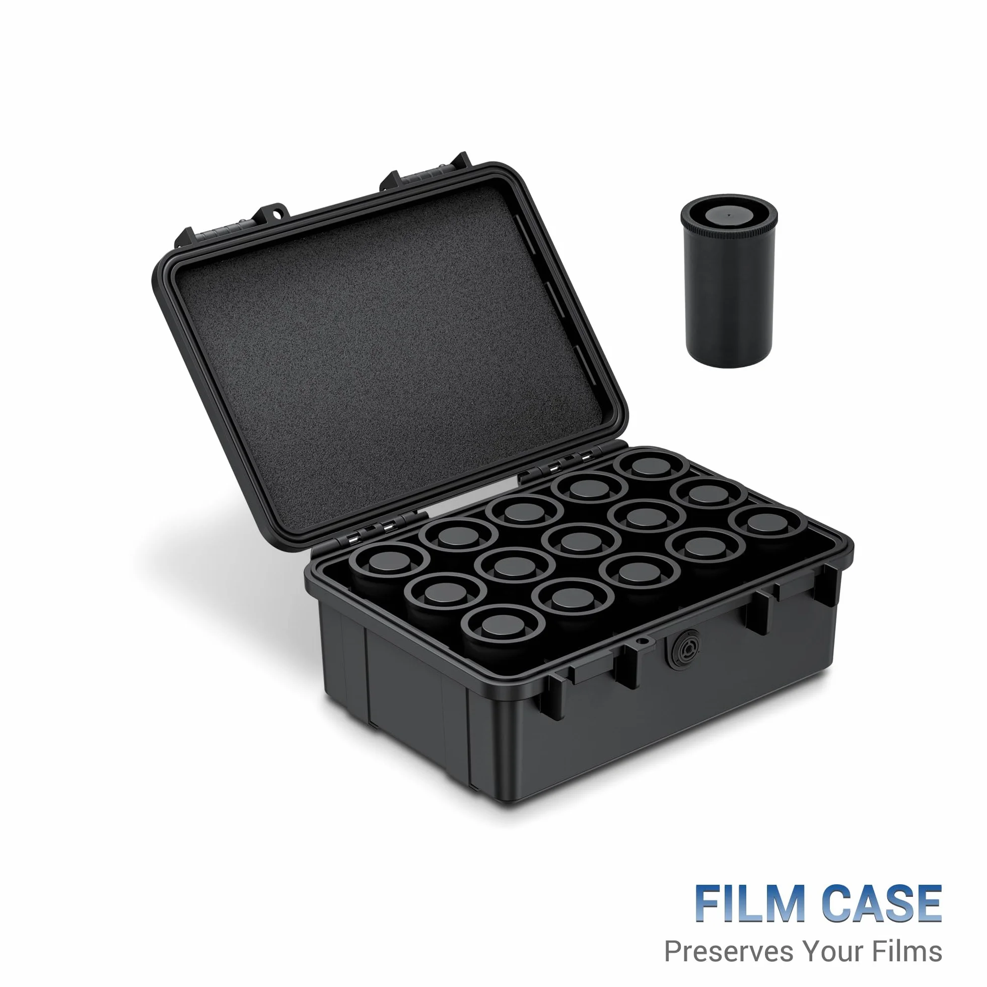 JJC Etui na 35mm klisze filmowe z 15 pojemnikami, wodoodporne i odporne na wstrząsy, hermetyczne, zabezpieczające ujemne filmy, pojemniki z pokrywkami do małych przedmiotów do przechowywania w domu