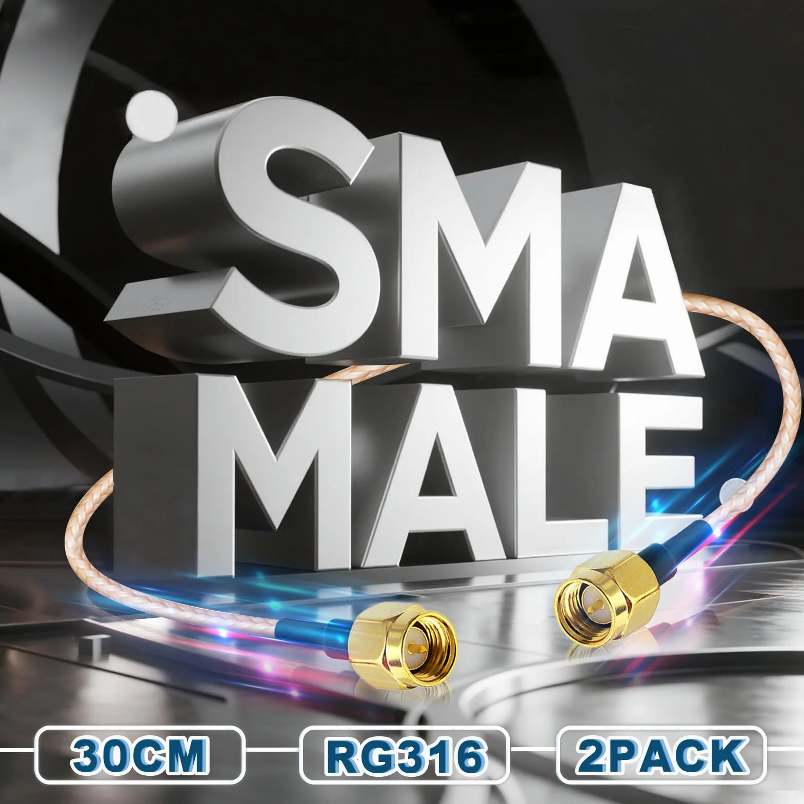 Bingfu SMA męski na SMA męski RG316 koncentryczny kabel rozruchowy 30 cm 30 cm (2-pak) do LNA niski poziom hałasu RTL SDR Dongle ADS-B odbiornik VNA Vector Network Analyzer Antena SWR Meter Spectrum