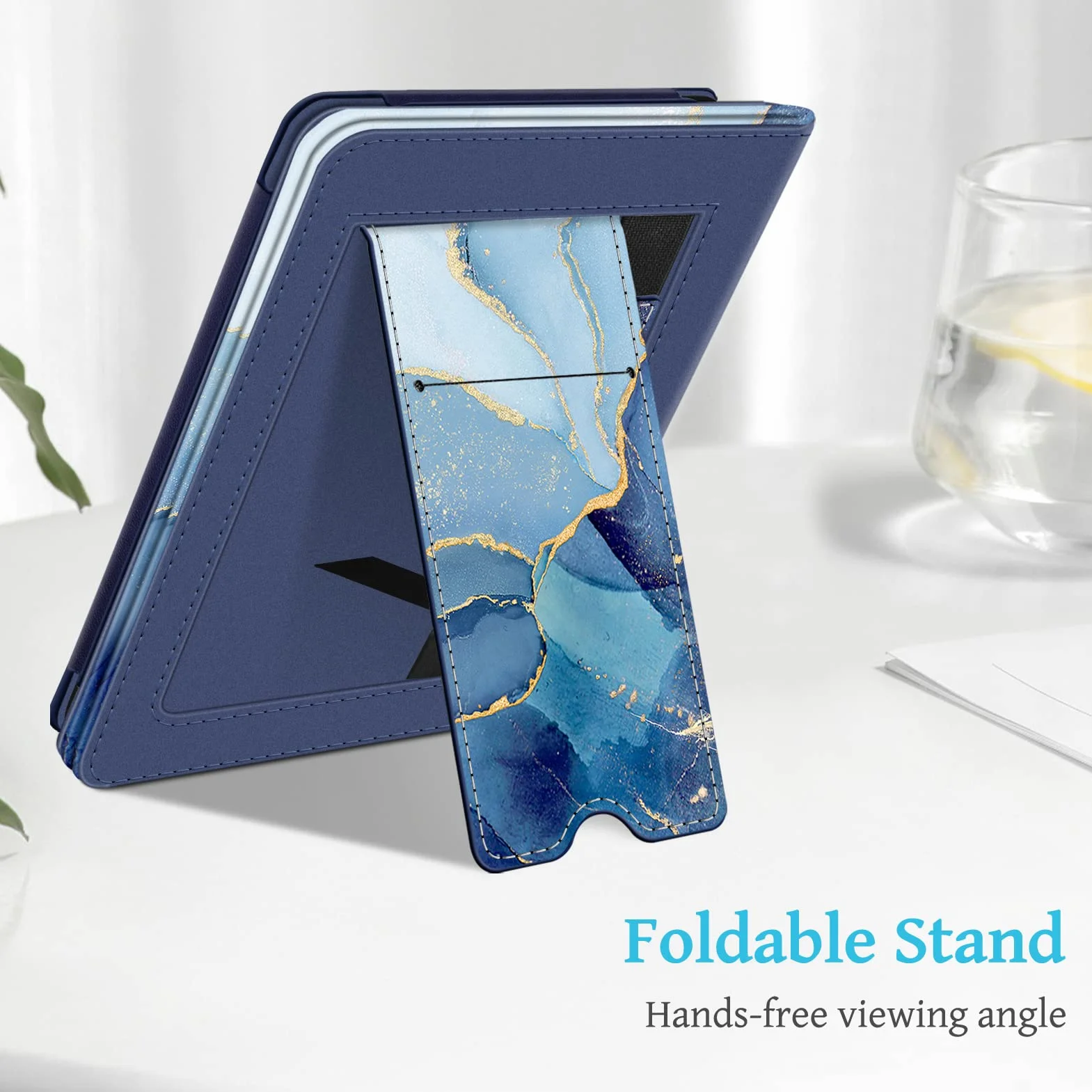 Fintie Etui do 6-Calowy Kindle (11. generacji) - 2024/2022, Kickstand Etui Ochronne z Paskiem na Rękę i Funkcją Auto Sleep/Wake dla Kindle Basic 2024, Ocean Marmur