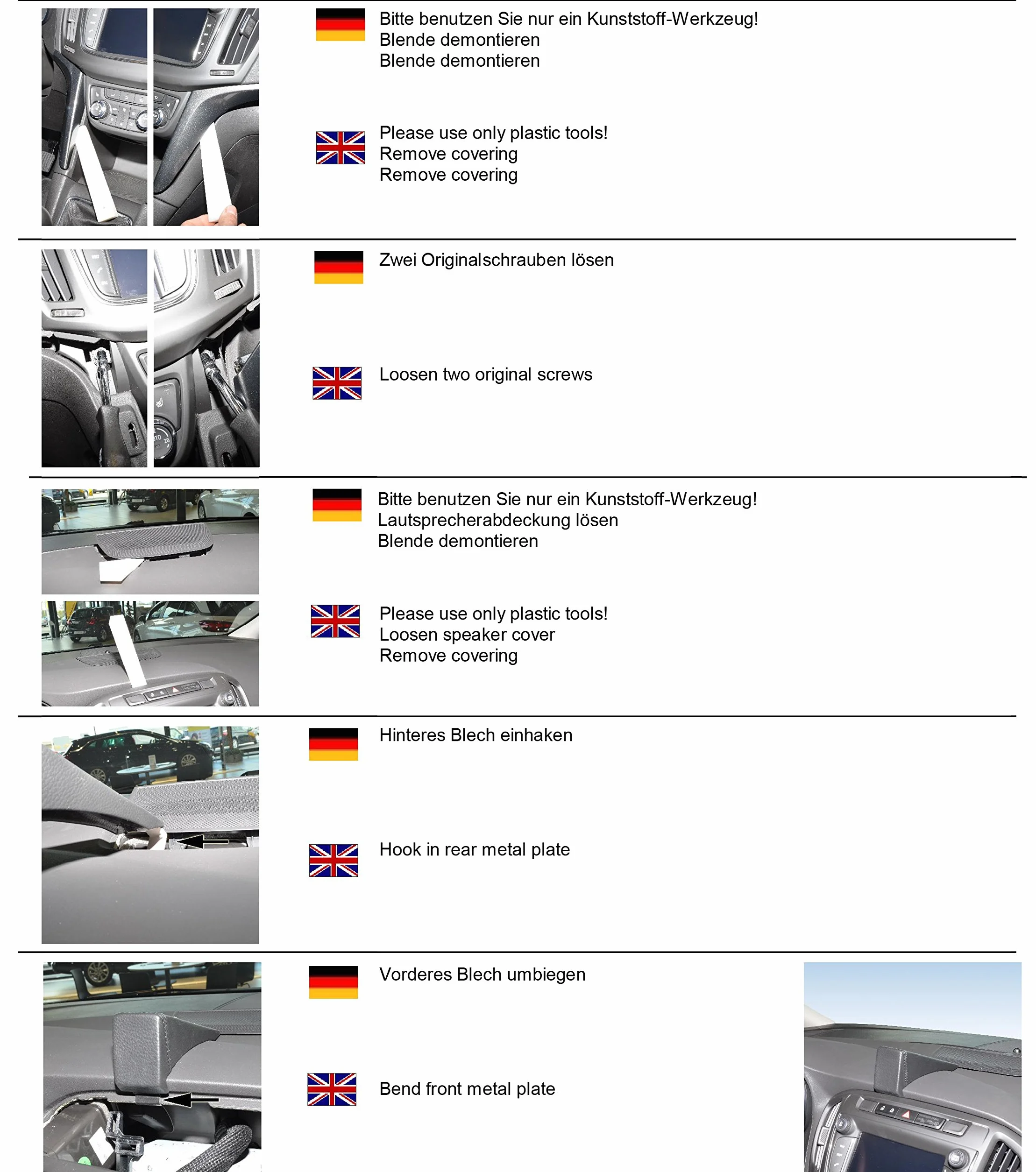 KUDA Uchwyt na telefon komórkowy pasujący do Opel Zafira C Tourer od 2013 - konsola telefoniczna do smartfonów, telefonów komórkowych, nawigacji i wielu innych – konsola ze sztucznej skóry, czarna,