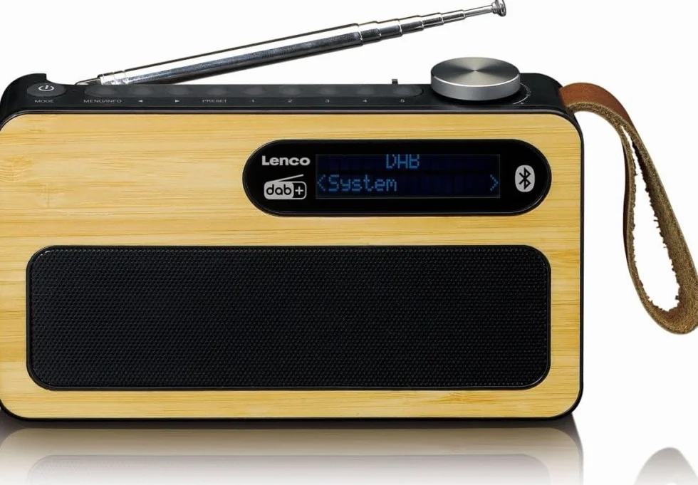 Lenco PDR-040 - przenośne radio DAB+ – radio FM – z Bluetooth – wbudowany akumulator o pojemności 2000 mAh – 3 W RMS – zegar i funkcja budzika – z prawdziwego bambusa – kolor czarny