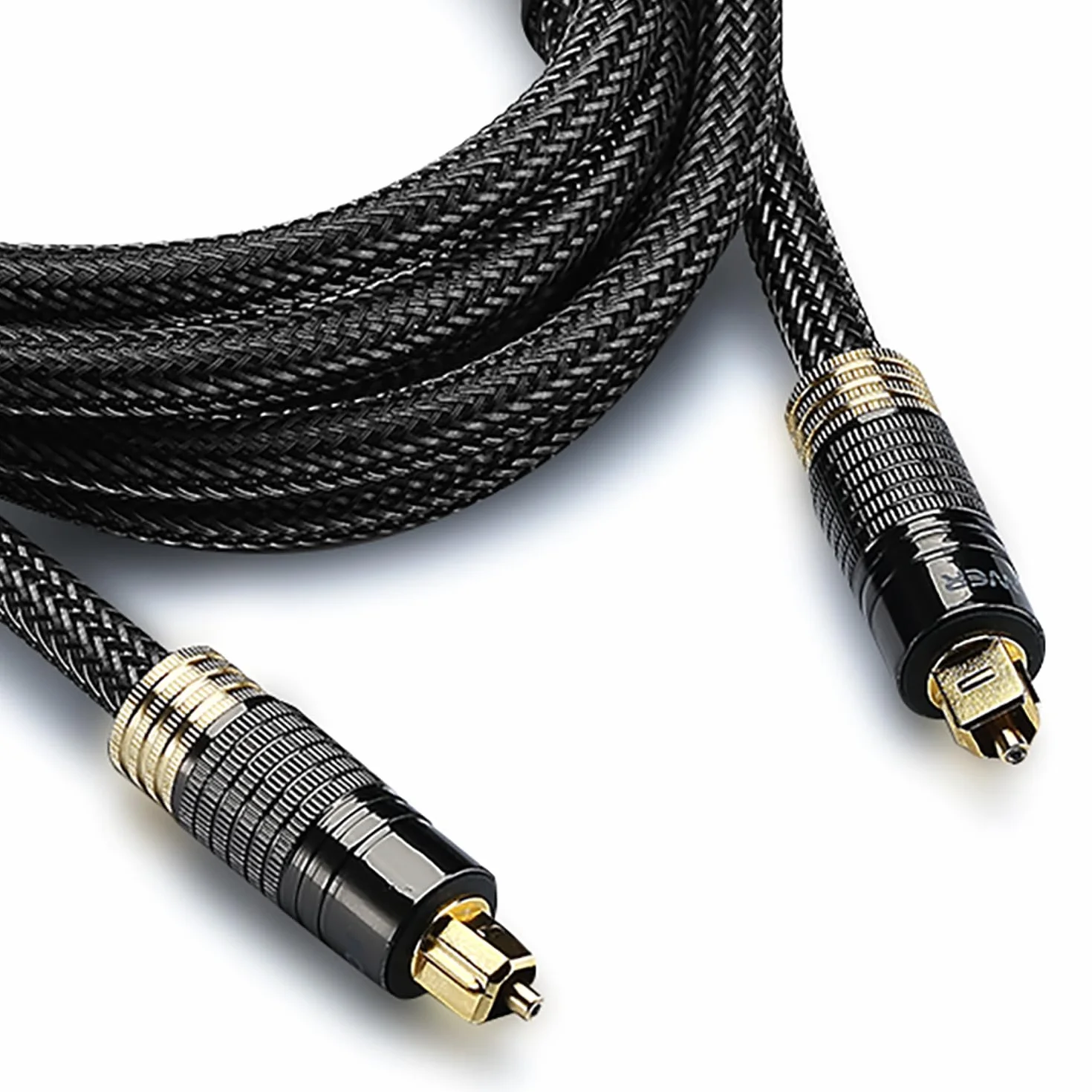FosPower Toslink Kabel (1,8 m), optyczny cyfrowy kabel audio Toslink (S/PDIF) - pozłacany 24-karatowym złotem, pleciona kurtka nylonowa, metalowe złącza