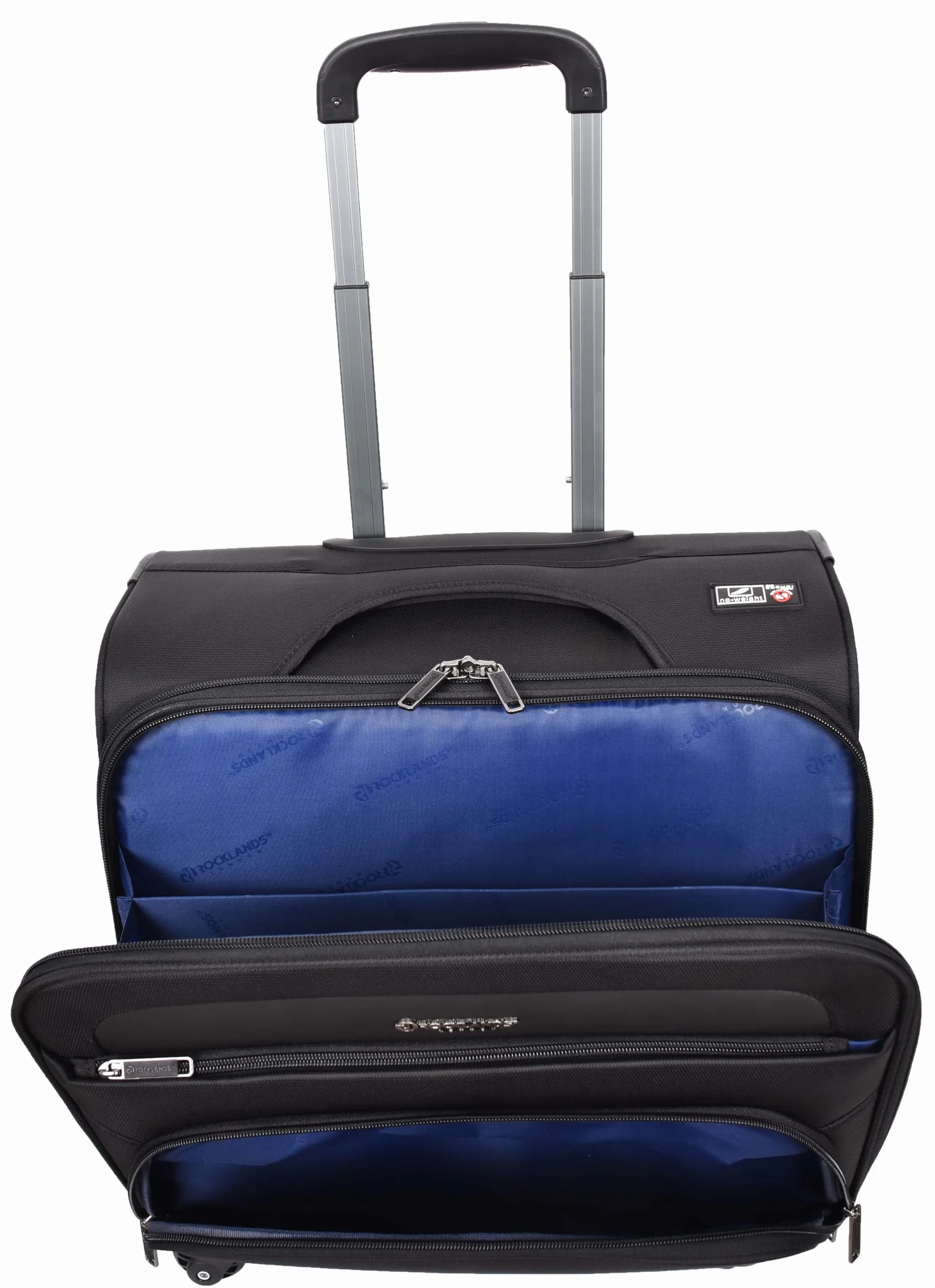 A1 FASHION GOODS 4-kołowe etui na kółkach, wiele przegródek na laptopa, dokumenty, ubrania, torba podróżna służbowa, transfer czarny, Czarny, Carry-on 18", Miękki futerał na kółkach w rozmiarze