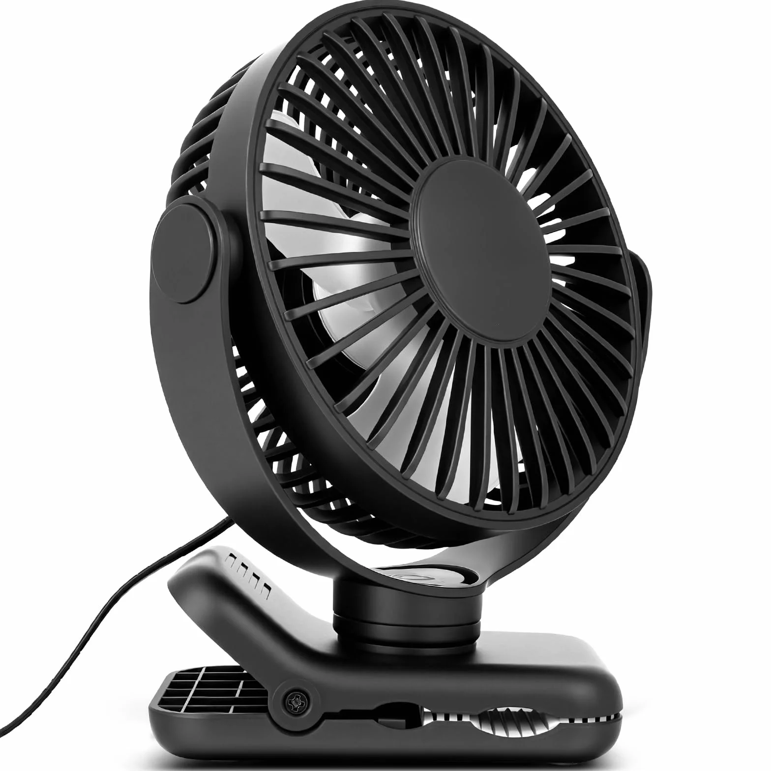 AXFEE wentylator USB, mini wentylator stołowy, cichy, z klipsem, wentylator obrotowy 360°, 3 prędkości, silny wiatr, wentylator stołowy, do domu, biura, sypialni, stołu, pulpitu