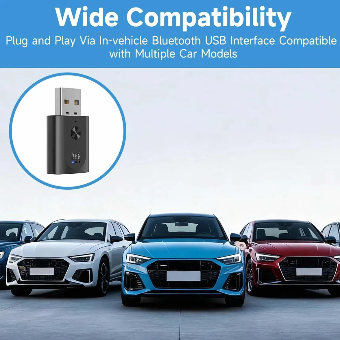 Sylen Samochodowy transmiter FM Bluetooth 5,3, adapter USB Bluetooth, do rozmów głośnomówiących, bezprzewodowe przesyłanie muzyki