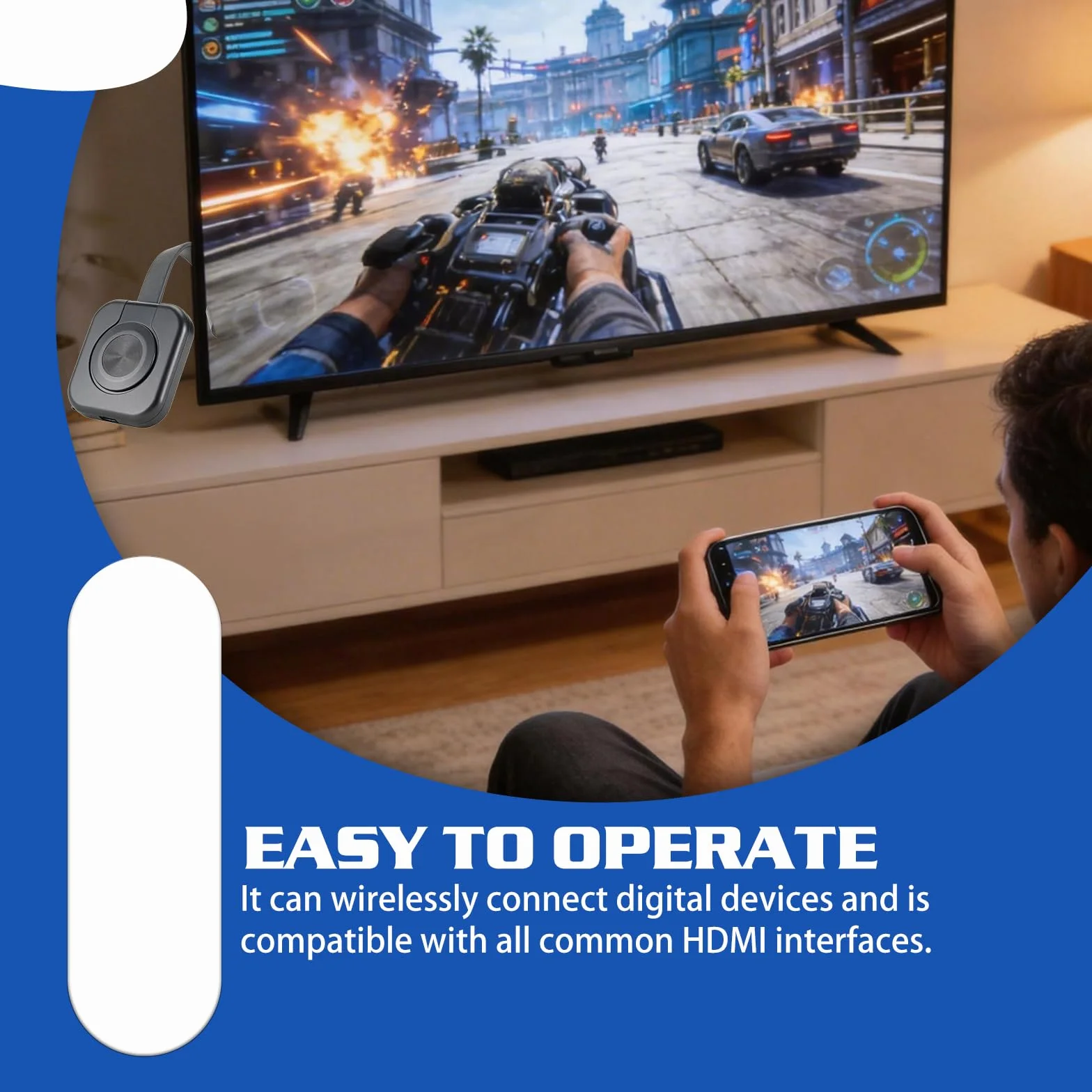 Bezprzewodowy adapter HDMI 4K HD, bezprzewodowy adapter wyświetlacza z ekranem lustrzanym do Miracast/DLNA/AirPlay, HDMI Dongle kompatybilny z systemem Android, OS, Windows, TV, projektorem, laptopem