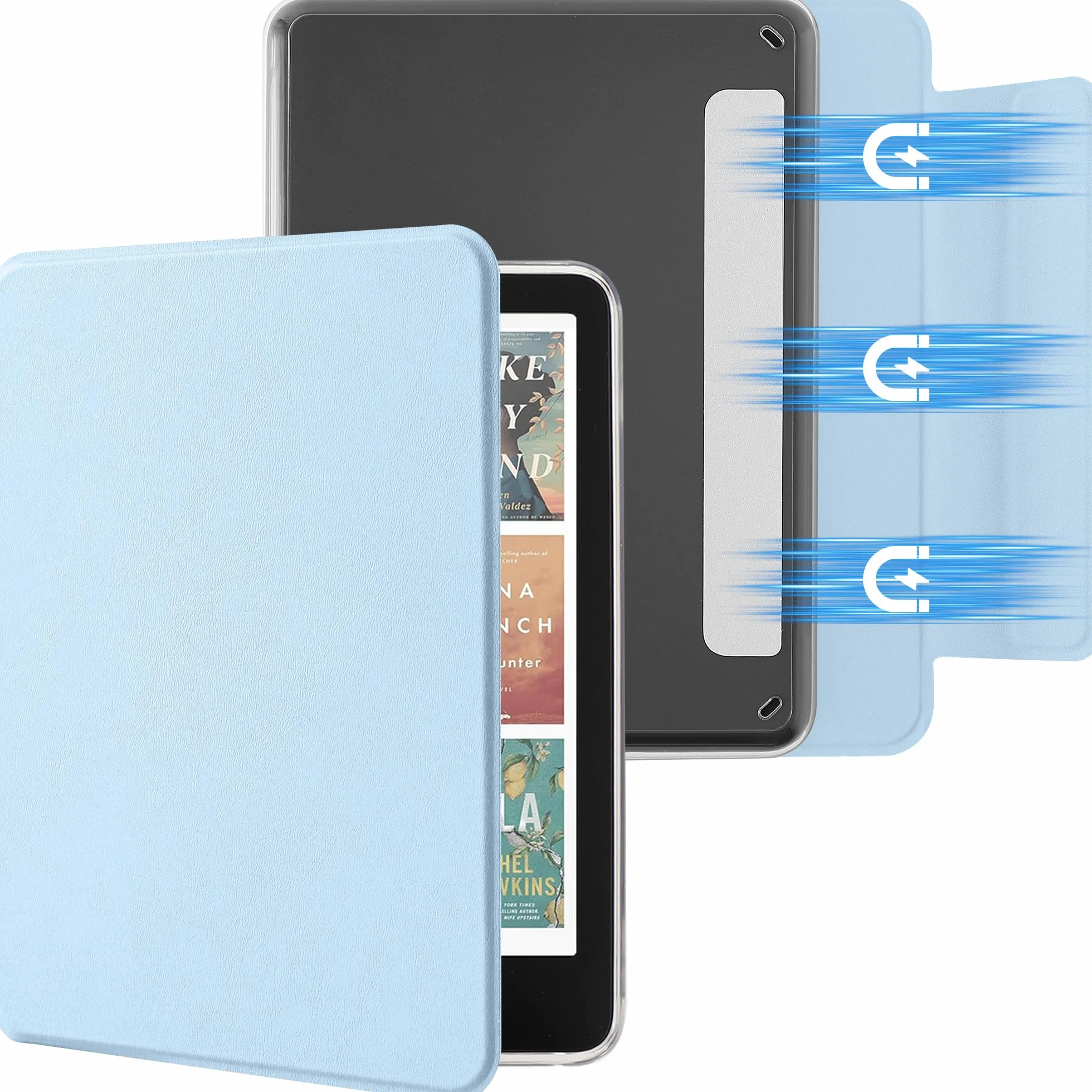 SESENSE Odłączane magnetyczne etui do Kindle 6'' 2024 i 2022 (11 generacji), smukłe etui z PU Shell Cover z automatycznym budzeniem/uśpieniem, jasnoniebieskie