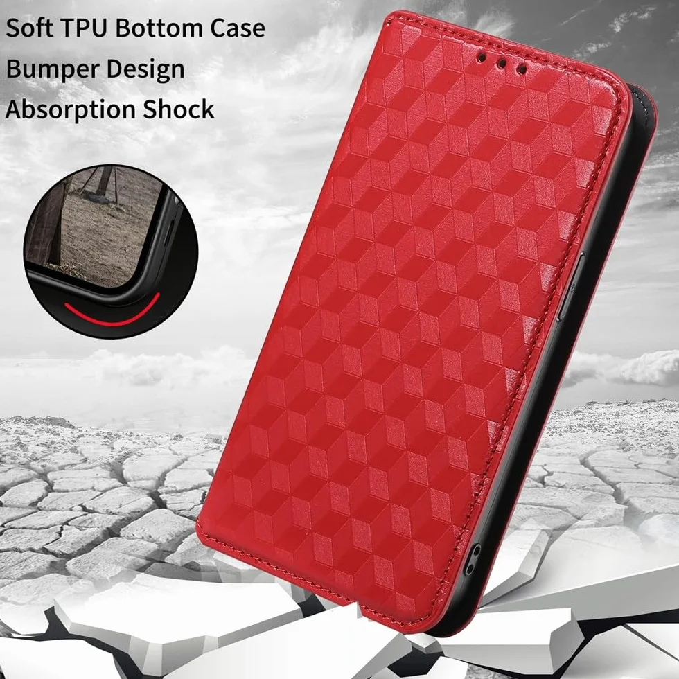Generic etui kompatybilne z Samsung Galaxy A37 (kolor: fioletowy) etui magnetyczne z klapką ze skóry z włókna węglowego