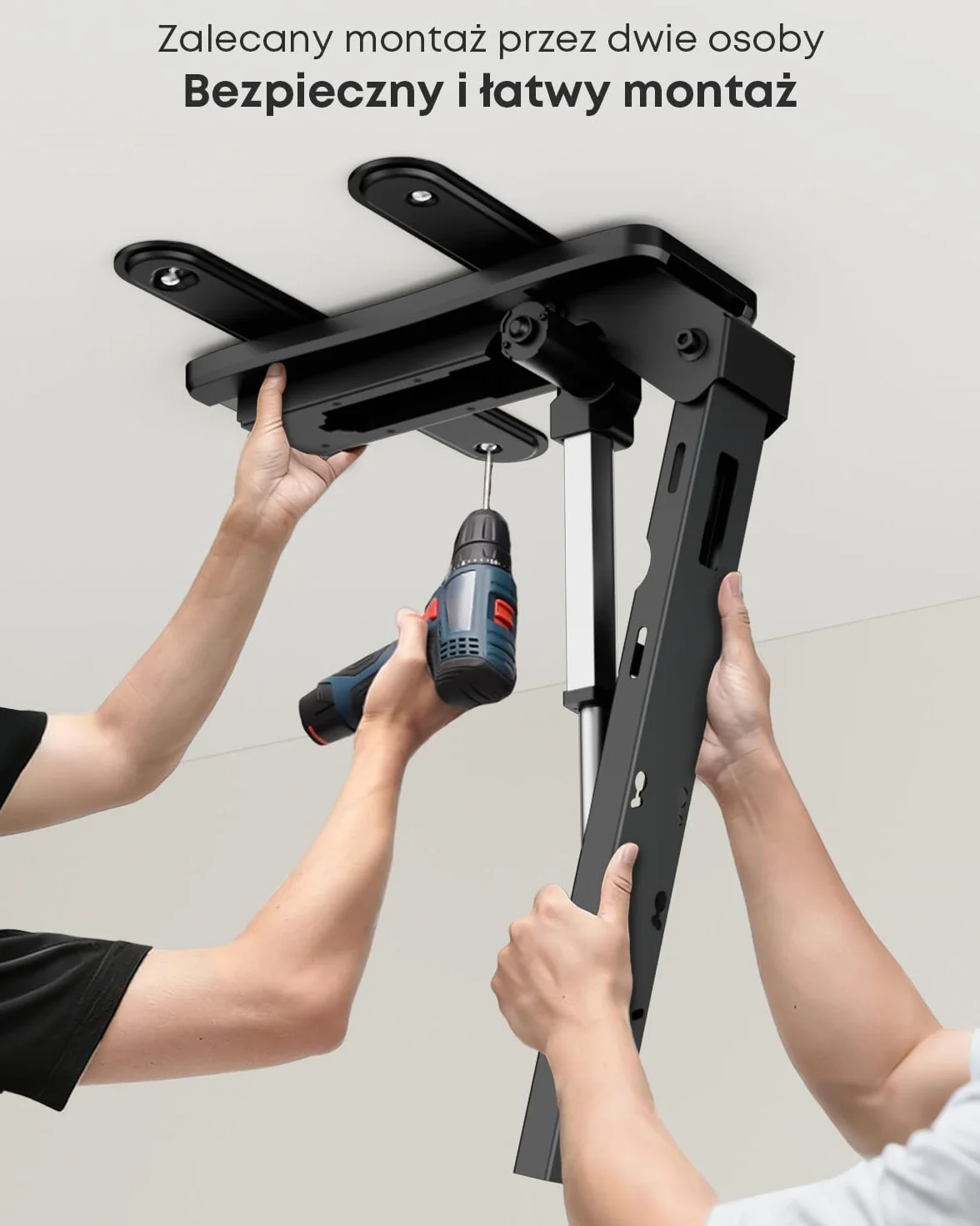 Elektryczny Uchwyt Sufitowy do TV Flip Down – Zmotoryzowany Uchwyt TV 37–86 Cali z Pilotem, Maks. Obciążenie 45 kg, VESA do 800x400 mm, Czarny