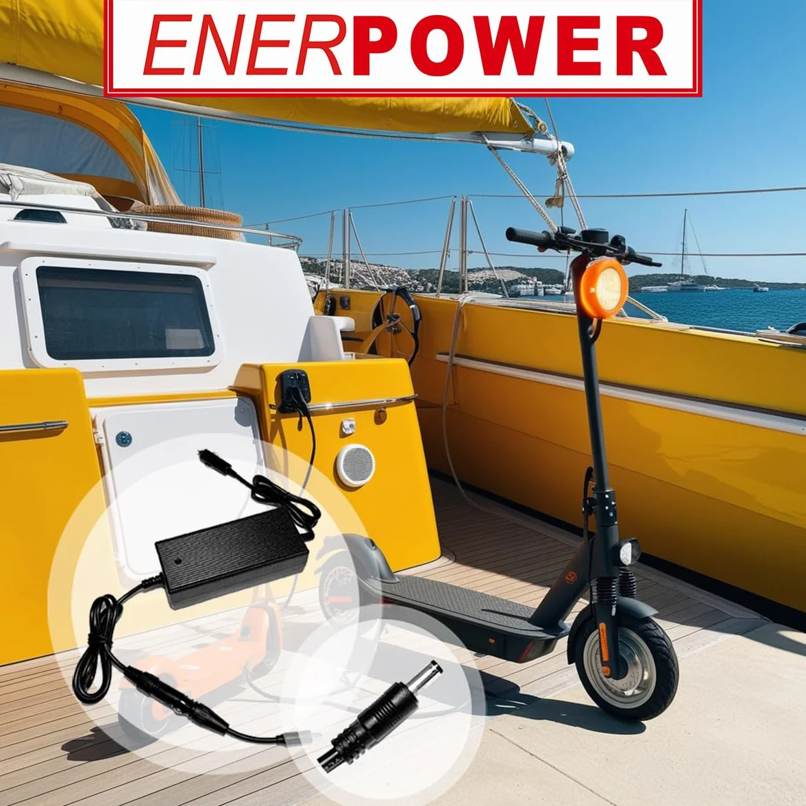 Enerpower DC-DC ładowarka 12 V-24 V 42 V 2 A 85 W do skuterów, skuterów elektrycznych, takich jak Cityblitz, Doc Green, E-Way, KickScooter, Odys, SoFlow SO6, Xiaomi & Ninebot ES1 / ES2 / S4 DC+