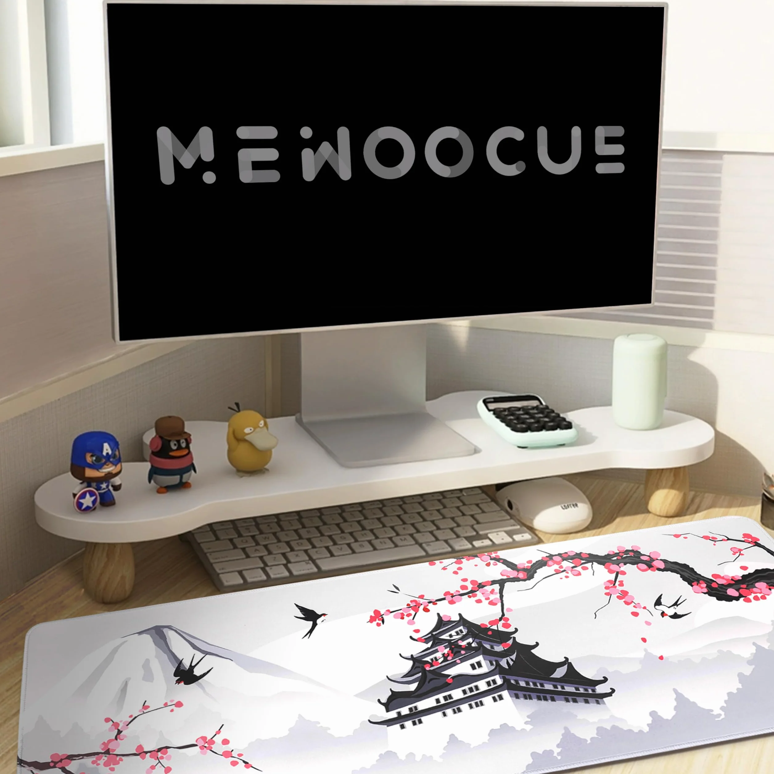 XXL duża podkładka pod mysz do laptopa do gier, japoński kwiat wiśni, biała podkładka do gier, duże podkładki na biurko, klawiatura PC, wodoodporna i antypoślizgowa, 79 x 30 cm, gumowa mata stołowa o