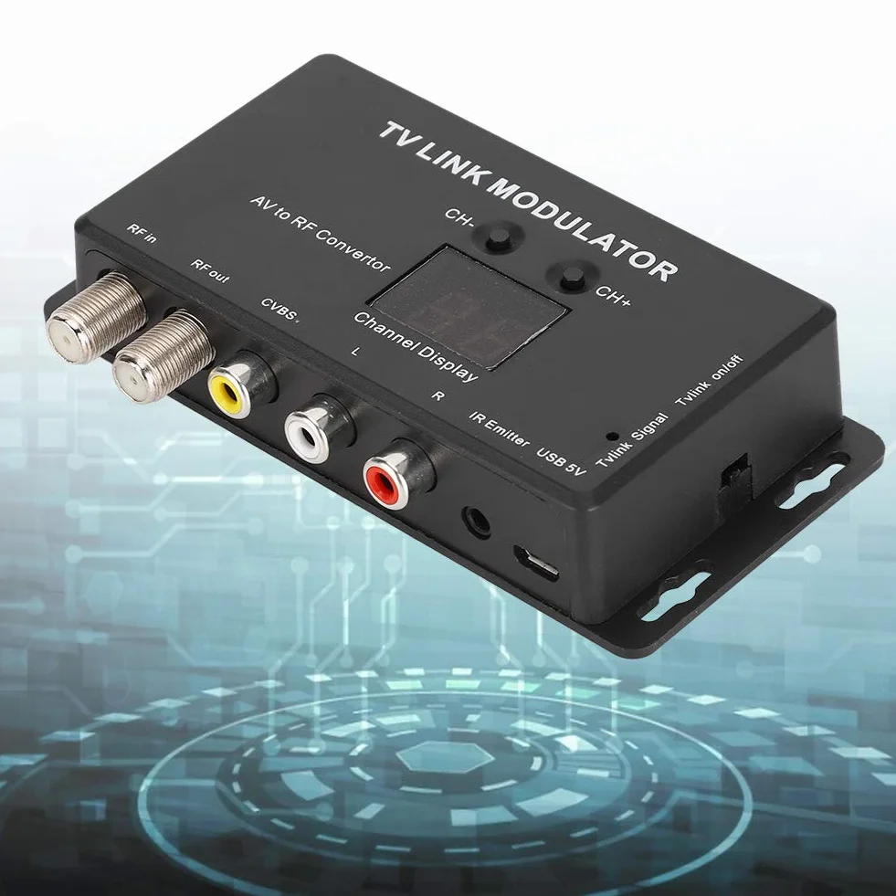 Modulator TV LINK, TM70 UHF TV LINK Modulator AV do RF IR Extender z Wyświetlaczem Kanału, Kompatybilny z STB i Innymi źródłami A/V