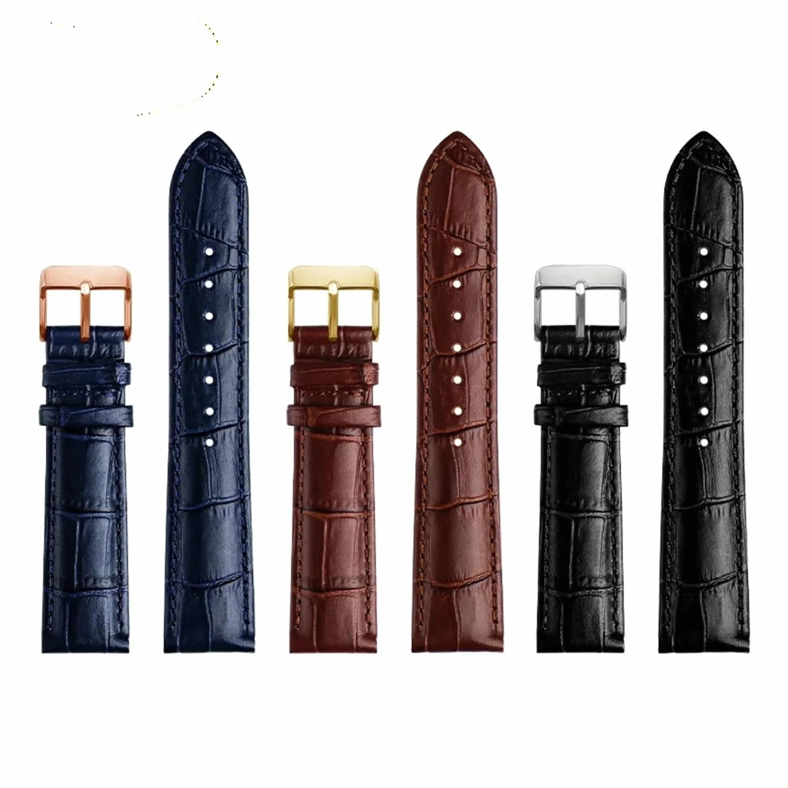 YINGO Bransoletka Z Prawdziwej Skóry Uniwersalny Skórzany Pasek Do Zegarków | 14 16 18 20 mm 21 m 22 mm 23 mm Taśma(Black rose buckle,20mm)