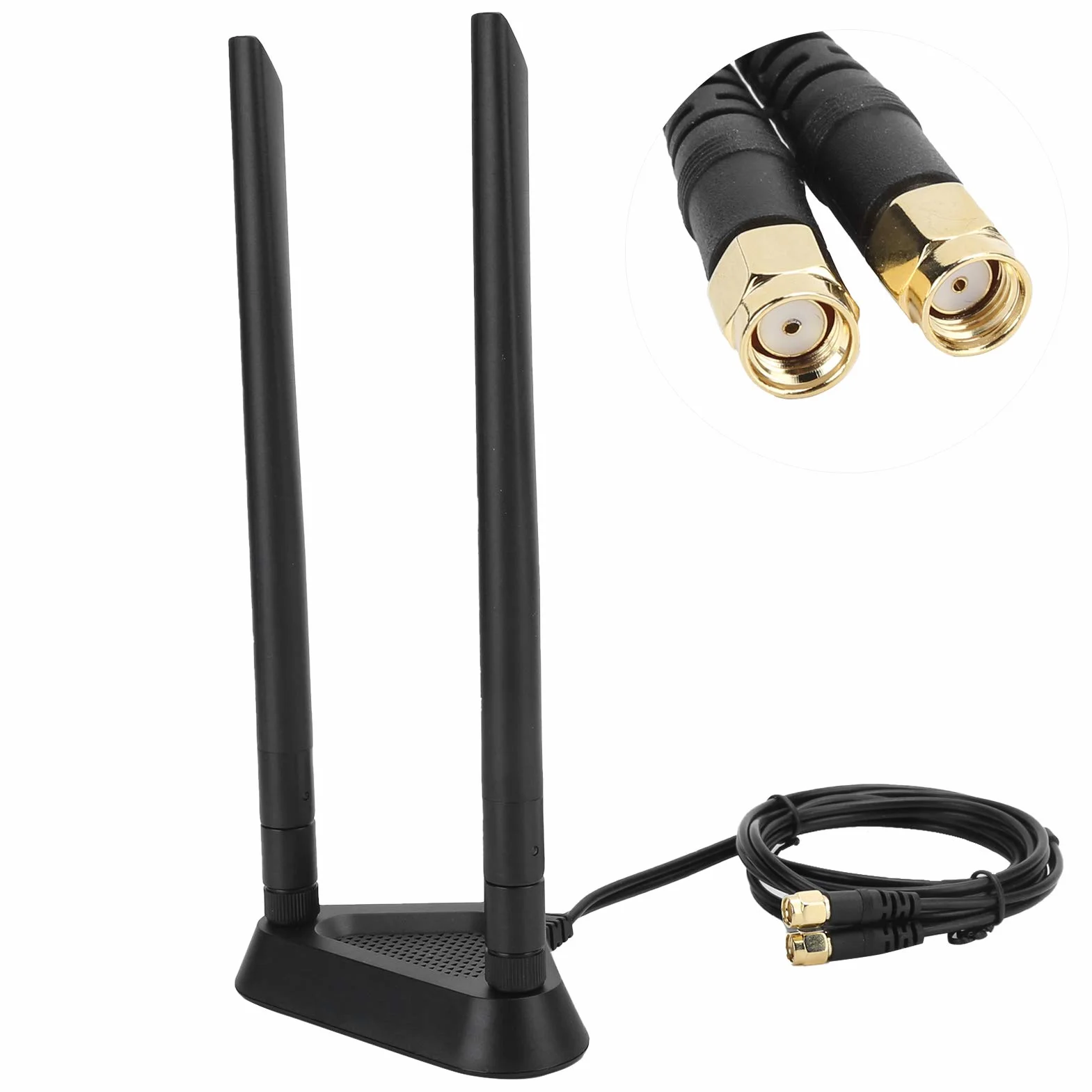 ASHATA Antena WiFi magnetyczna RP-SMA 1,1 m przedłużacz do routera
