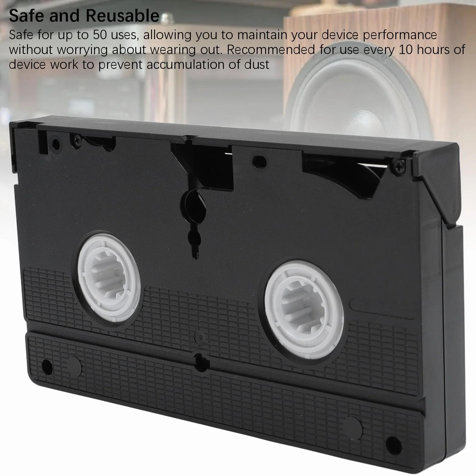 Zestaw do czyszczenia głowic magnetowidów VHS/VCR, Zestaw do czyszczenia głowic magnetowidów VHS, Technologia sucha bez konieczności stosowania płynów, czarna