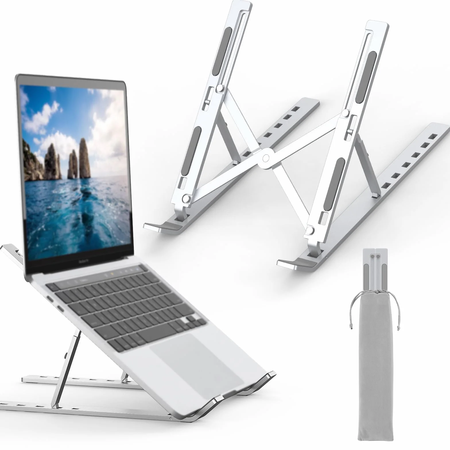 GRIFEMA GB1054 Składana Podstawka pod Laptopa, 6 Regulowanych Kątów, Kompatybilna z Laptopami 10–17,3"