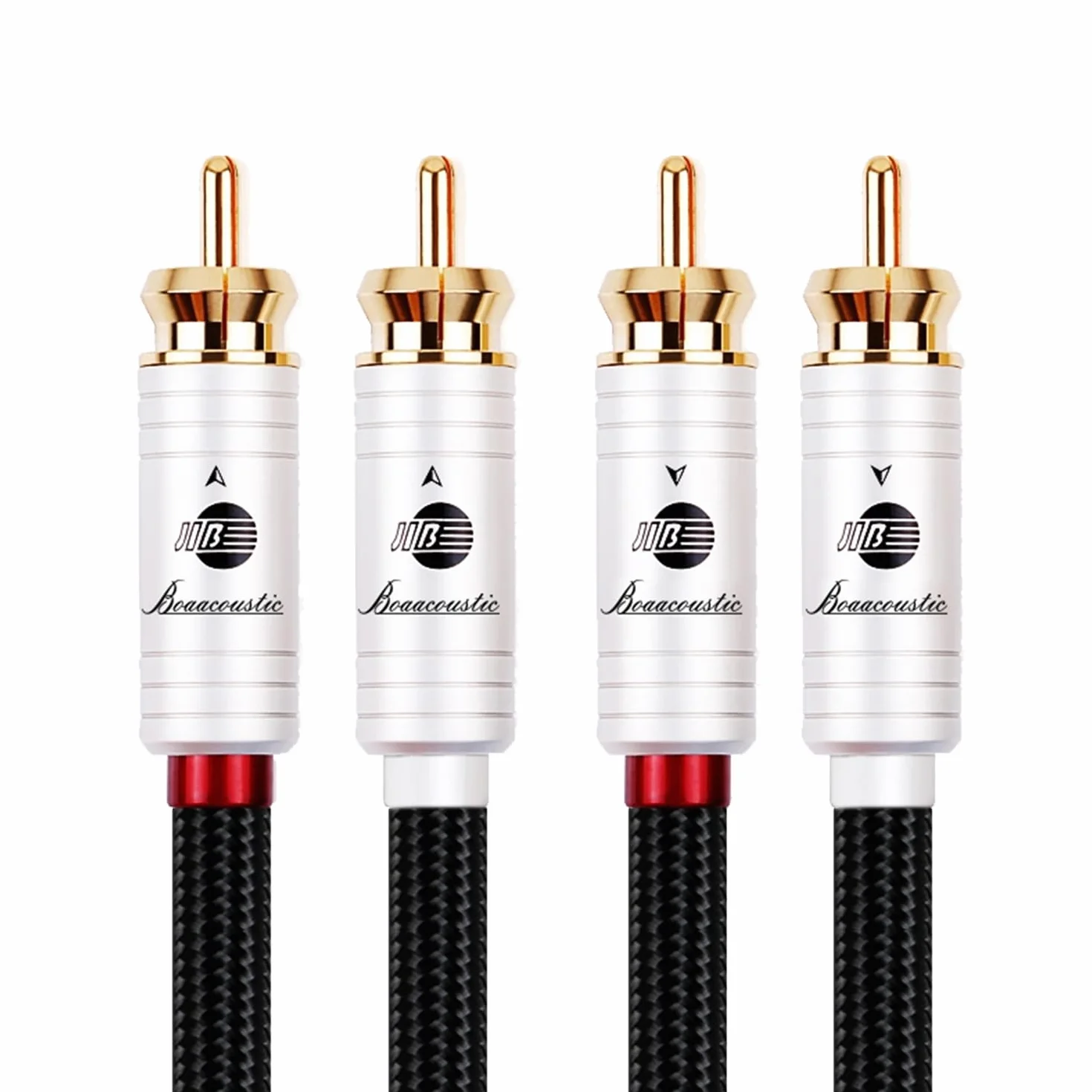 BOAACOUSTIC JIB kabel audio cinch, 1 m, high end audiofil, kabel Hifi RCA, 2 x wtyczka do 2 wtyczek, do instalacji HiFi, odbiornika HiFi, kina domowego, odtwarzacza Blu-Ray, wzmacniacz do CD (1M