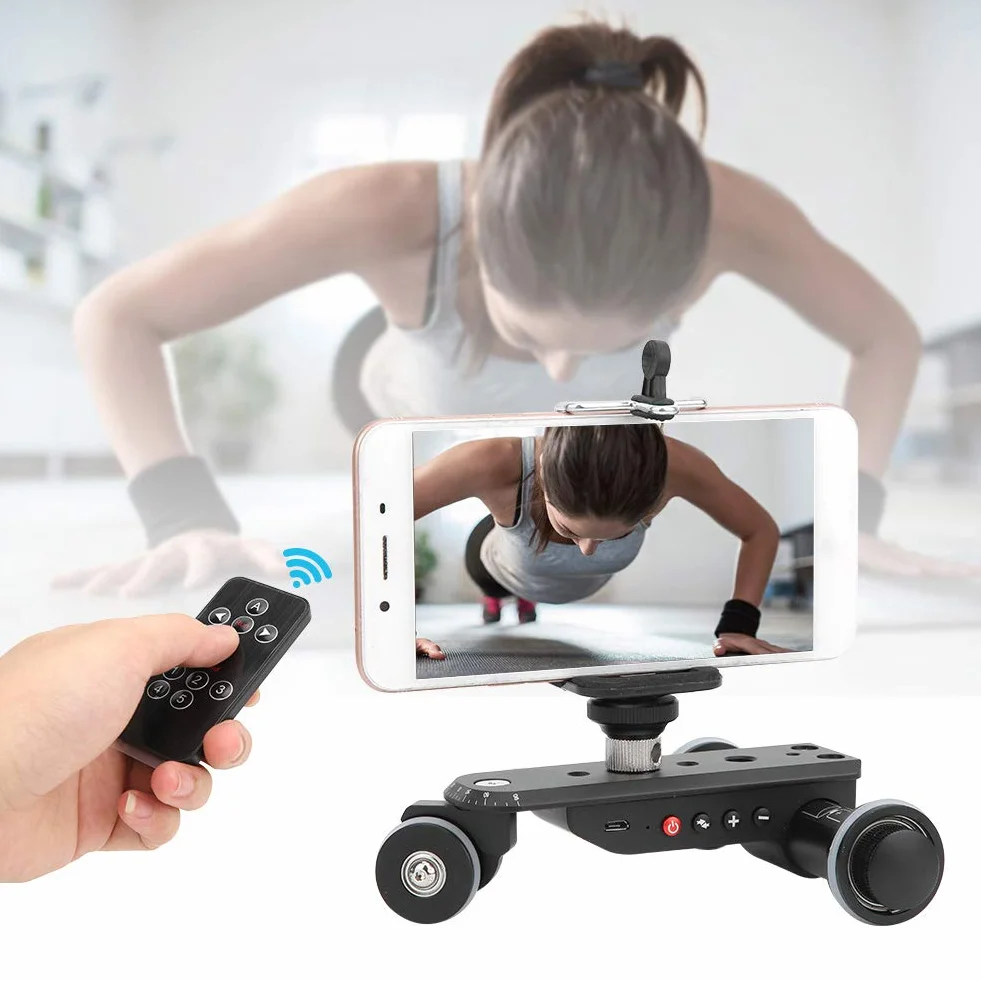 Kamera Wideo Auto Dolly, PPL-06S Pro 90 Stopni Obrotowe Strzelanie Zmotoryzowany Suwak Szynowy Dolly Car z Pilotem, Regulacja Prędkości 5, do Lustrzanek Cyfrowych, Smartfonów