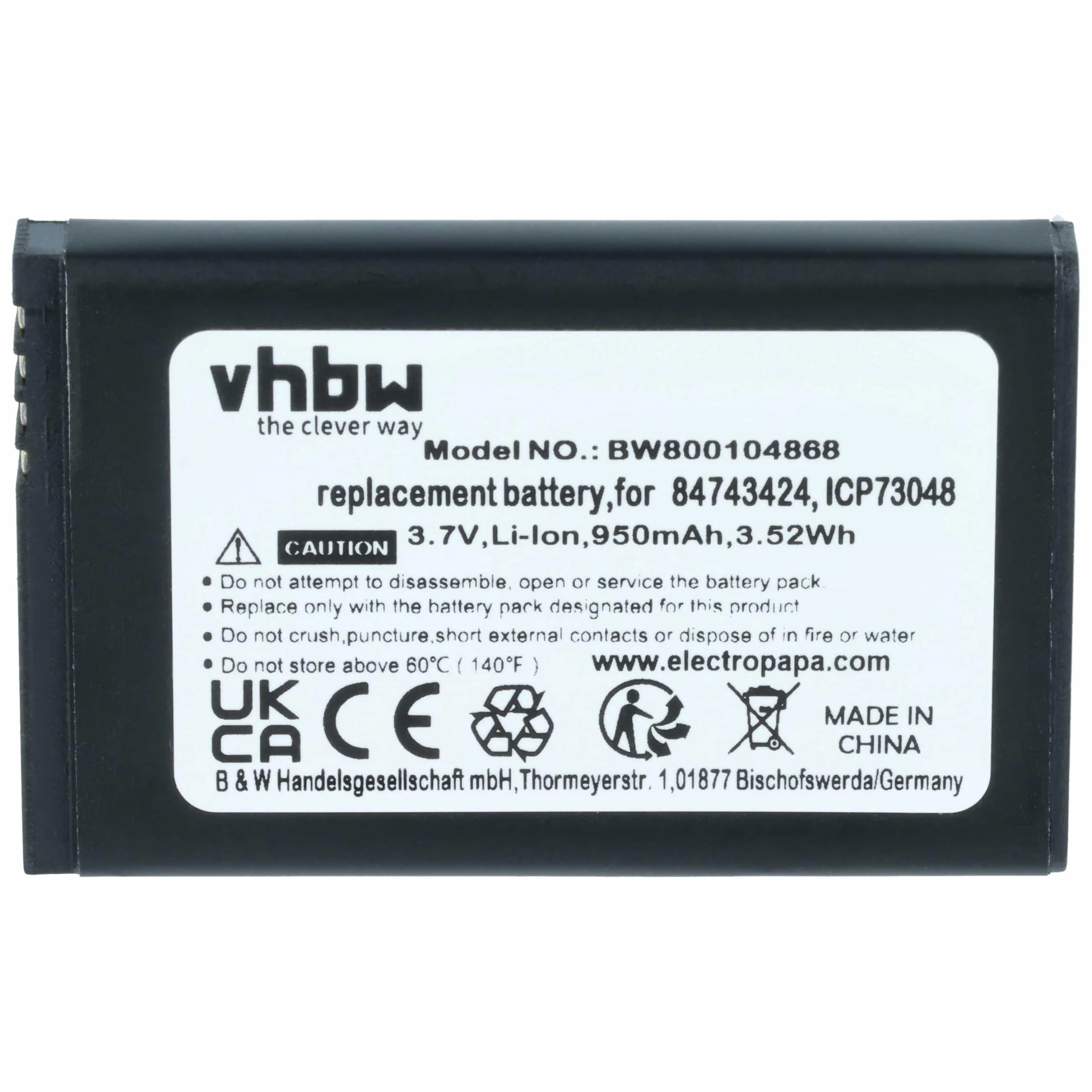 vhbw 5 x bateria kompatybilna z słuchawką Tunstall 7202 Dect, słuchawką 7202P Dect, 7212 Dect, bezprzewodowym telefonem stacjonarnym (950 mAh, 3,7 V, litowo-jonowy)