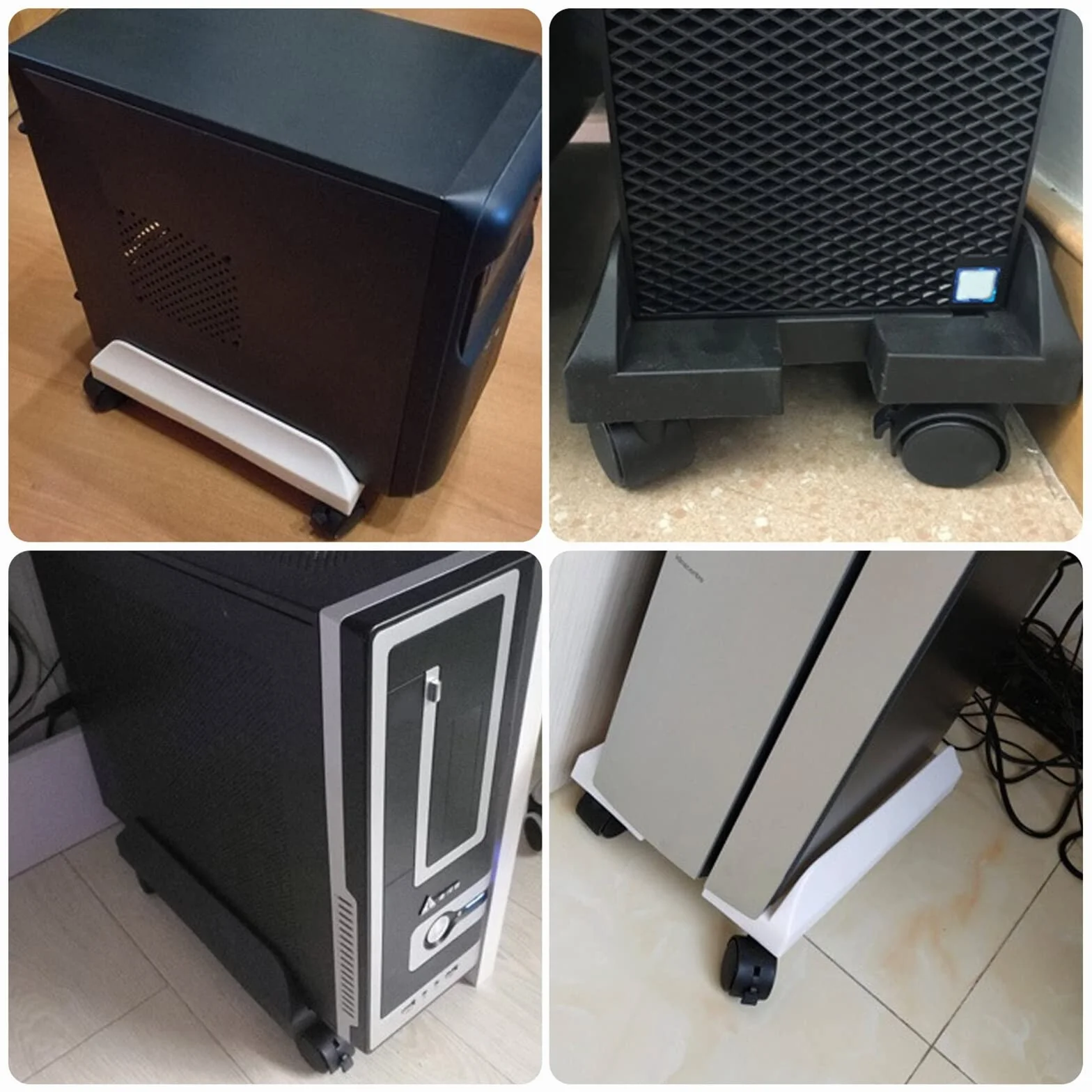 Stojak na PC do podłogi Uchwyt procesora Mobilny stojak podłogowy do komputera stacjonarnego, uniwersalny uchwyt do obudowy komputera PC Wózek Wspornik do komputera głównego z kółkami na kółkach Stoja