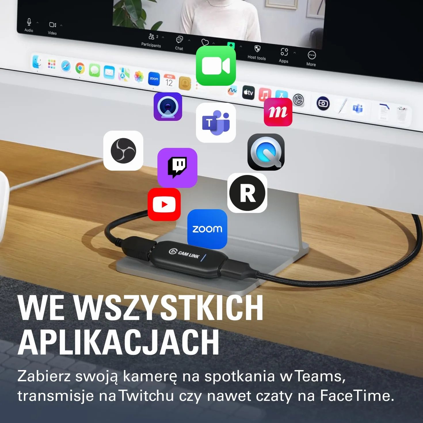 Elgato Cam Link 4K, zewnętrzna karta do przechwytywania z kamery, transmisja i nagrywanie z DSLR, kamera internetowa 1080p60, 4K30/4K60, wideokonferencje, granie, OBS, Zoom, Teams, PC/Mac