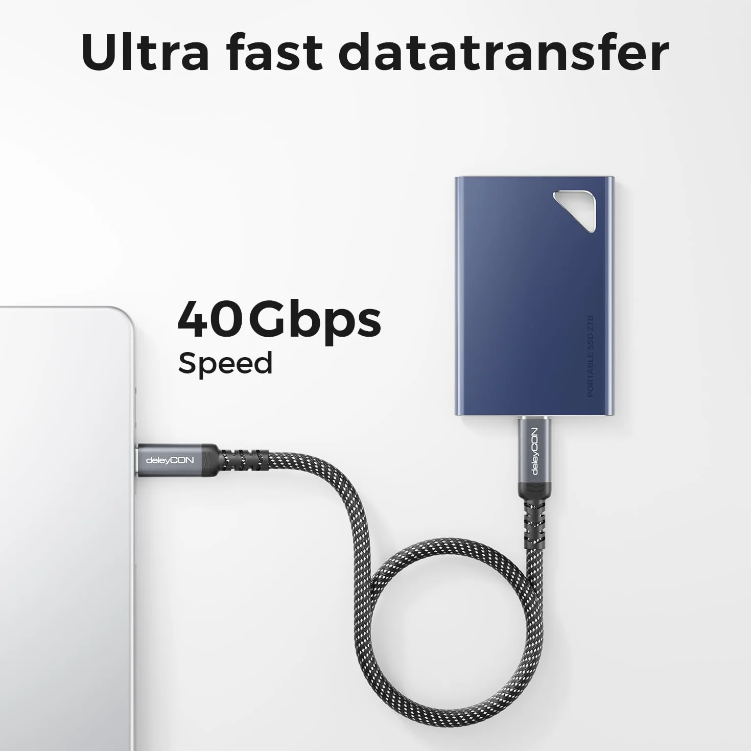 deleyCON 1,5m Kabel USB-C 40 Gbps 240 W USB 4.0 - Kabel ładujący i Danych, DP Alt Mode, 8K@60Hz do Laptopa, MacBooka, Monitora, SSD, iPada, iPhone 17 16 Air Max Pro, Galaxy S25 Itd.