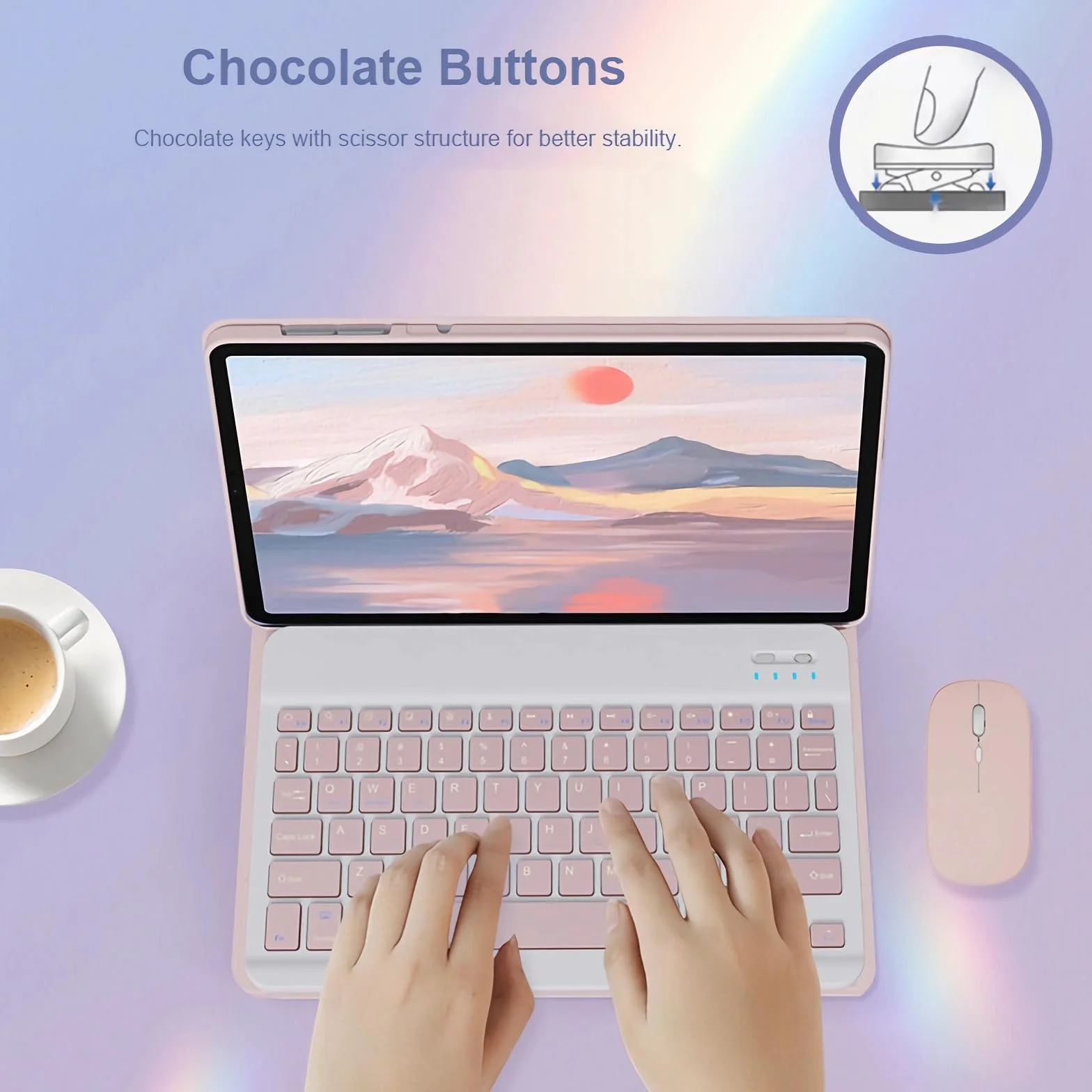 Etui z klawiaturą do Redmi Pad Pro 12.1", 7 Kolorów Podświetlenia, Magnetyczna Odłączana Podświetlenia Klawiatura Bezprzewodowa z Myszą Bluetooth,Blue