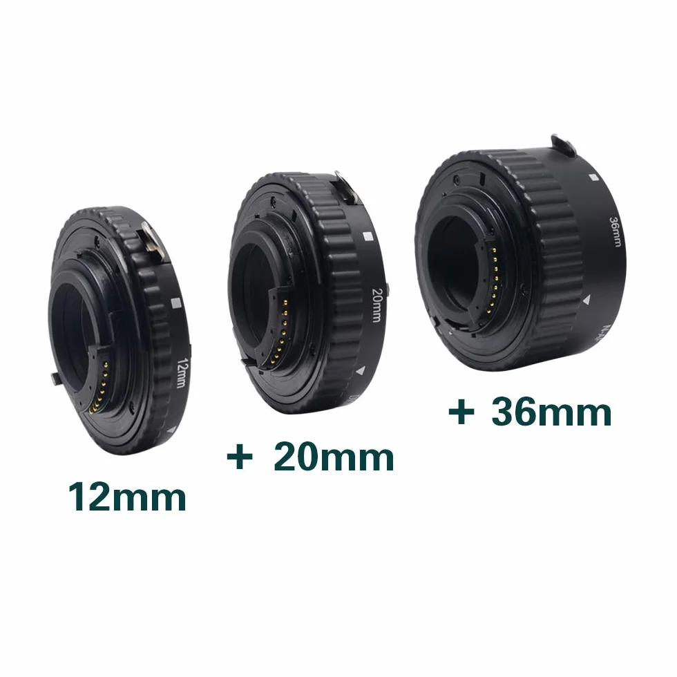 MK-N-AF Zestaw przedłużaczy makro do aparatów Nikon F Mount DSLR z automatycznym ustawianiem ostrości i metalem, mocowanie z tworzywa sztucznego