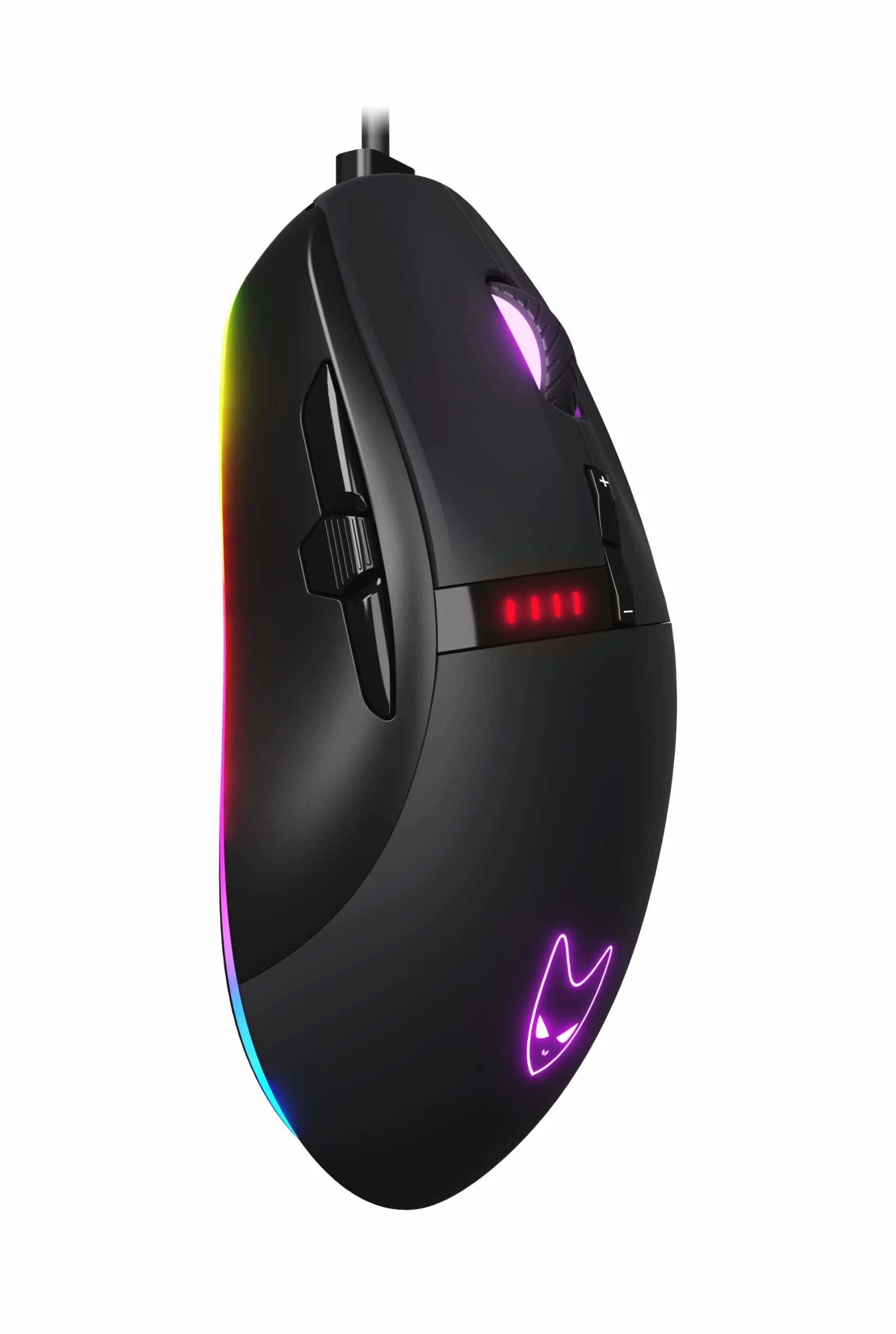 Oversteel - Invar Mysz do gier USB, 12400 DPI, 9 programowalnych przycisków, 10 trybów podświetlenia RGB, ultralekka, ergonomiczny czujnik optyczny, PC/Mac, czarna