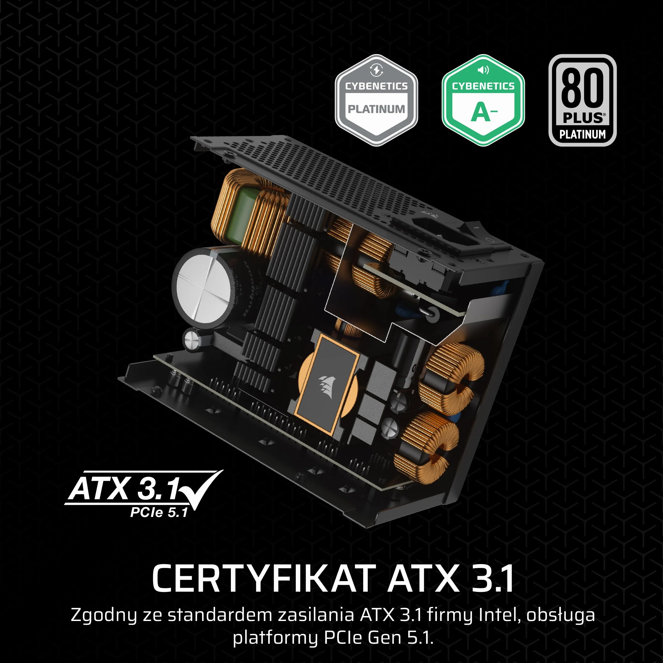 Zasilacz Corsair SF850 850W 80Plus Platinum SFX Modularny ATX 3.1 PCIe 5.1