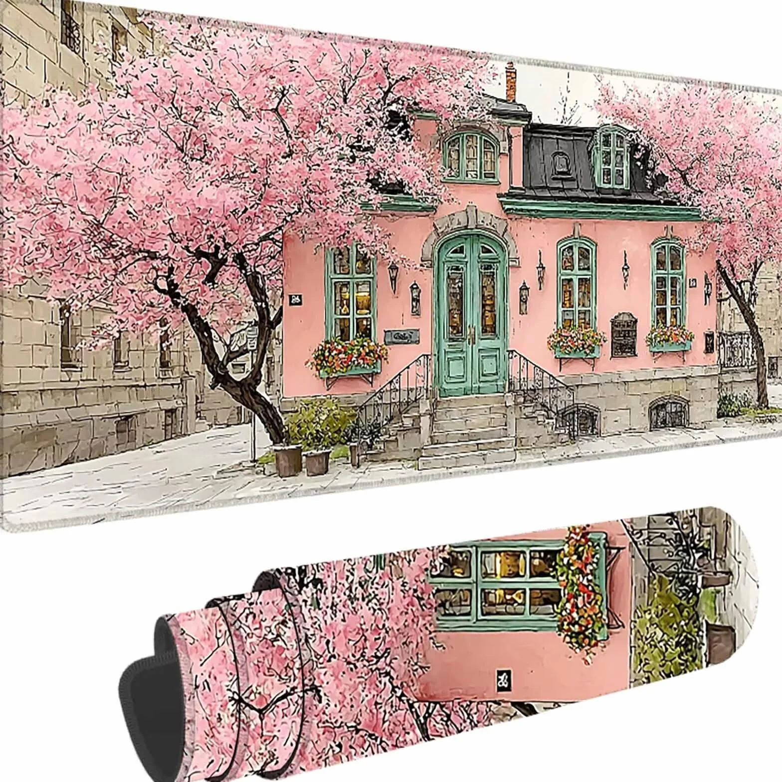 Gamingowa podkładka pod mysz, różowa podkładka pod mysz, XXL, 1600 x 800 x 3 mm, XXL, podkładka pod mysz, akcesoria dla graczy, podkładka na biurko, szyte krawędzie, wodoodporna i trwała, do dekoracji