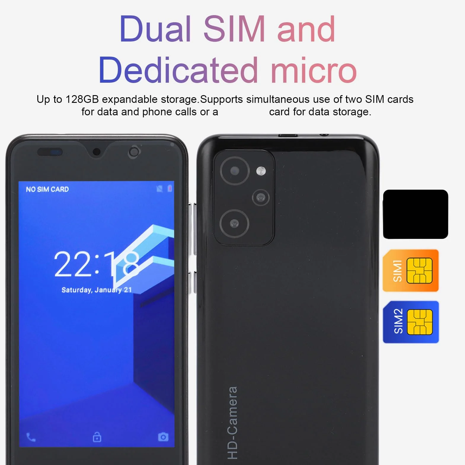 Cuifati 5 -calowy Smartfon z rozdzielczością 1440 X 3040, 4 GB RAM 32 GB ROM, Rozpoznawanie Twarzy, Aparat 8MP, dla Androida 12 z Ekranem HD, Procesorem MT6580M (BLACK)