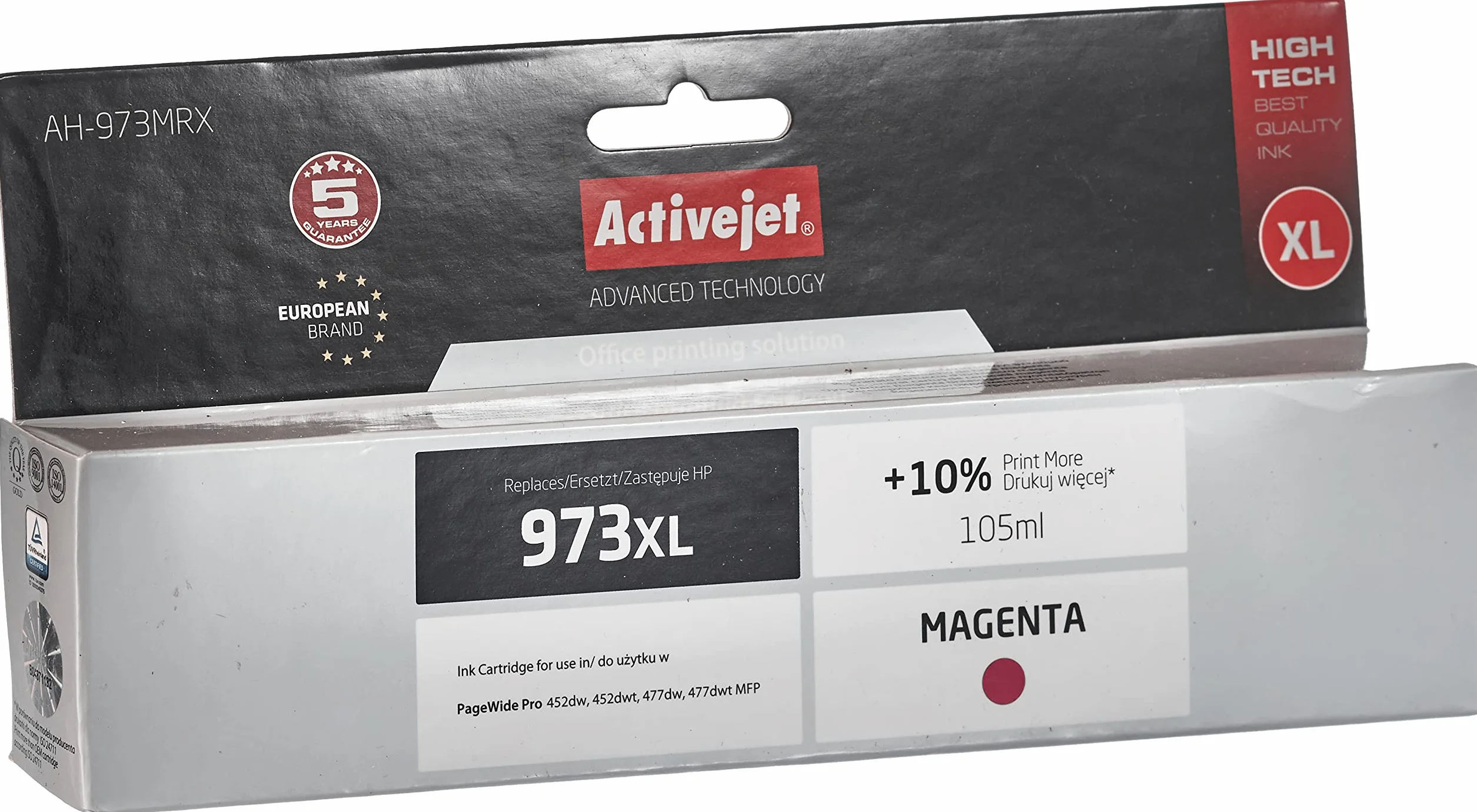 Tusz Activejet Ah-973Mrx Do Drukarki Hp, Zamiennik Hp 973Xl F6T82Ae; Premium; 105 Ml; Purpurowy. Drukuje Więcej O 10%.