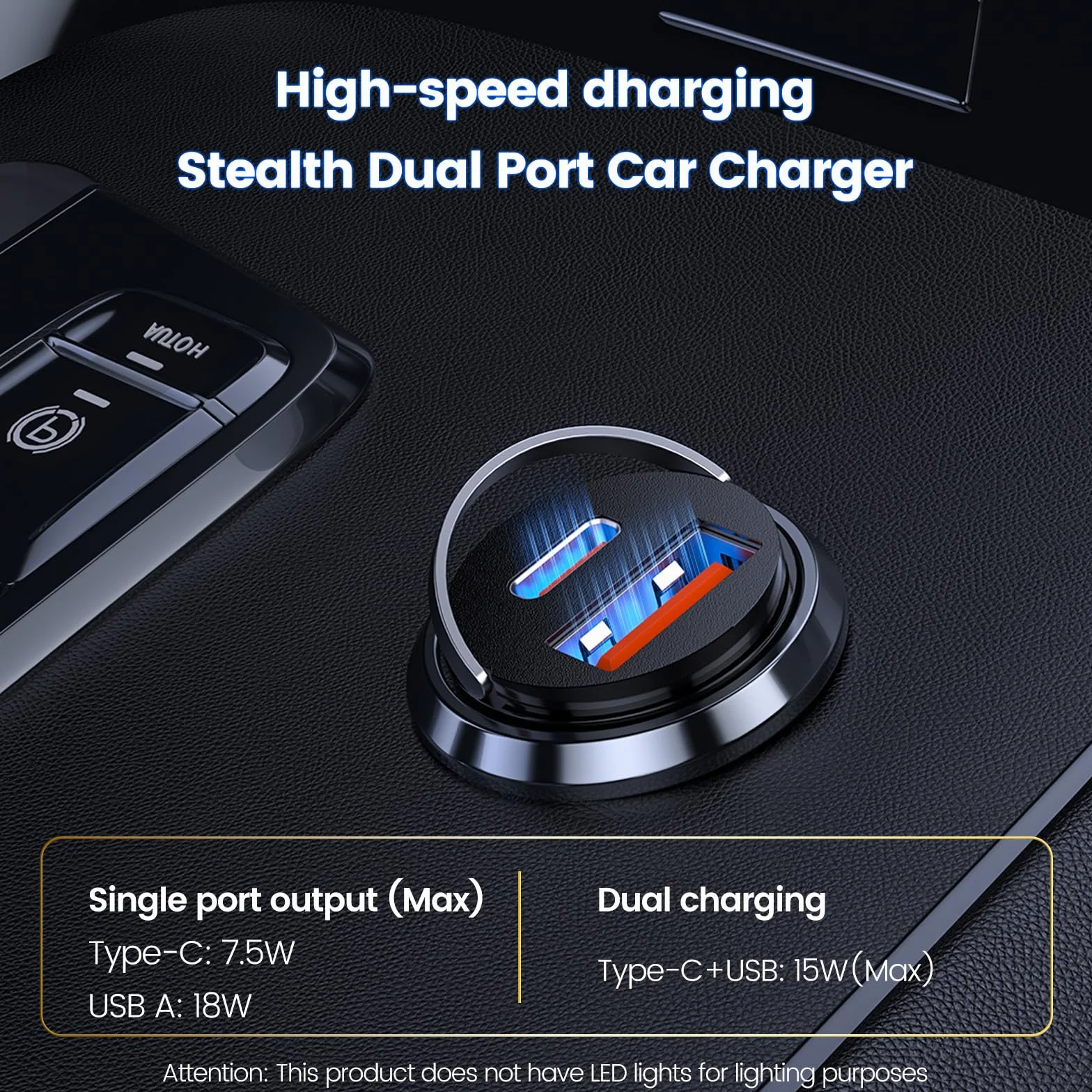 MOSWAG Mini dwuportowa ładowarka samochodowa, QC 3.0 USB-C i USB-A, ładowarka do zapalniczki samochodowej 18 W z ochroną przed przeładowaniem