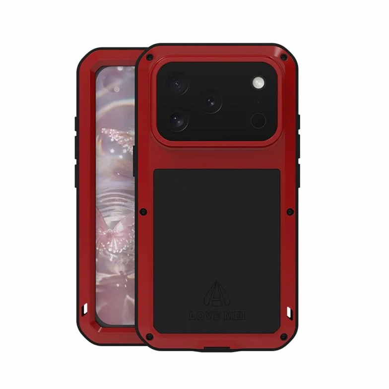 LOVE MEI Odporne na wstrząsy i wodoodporne etui dla iPhone 17 Pro Integral Aluminium 360 Francja Czerwone