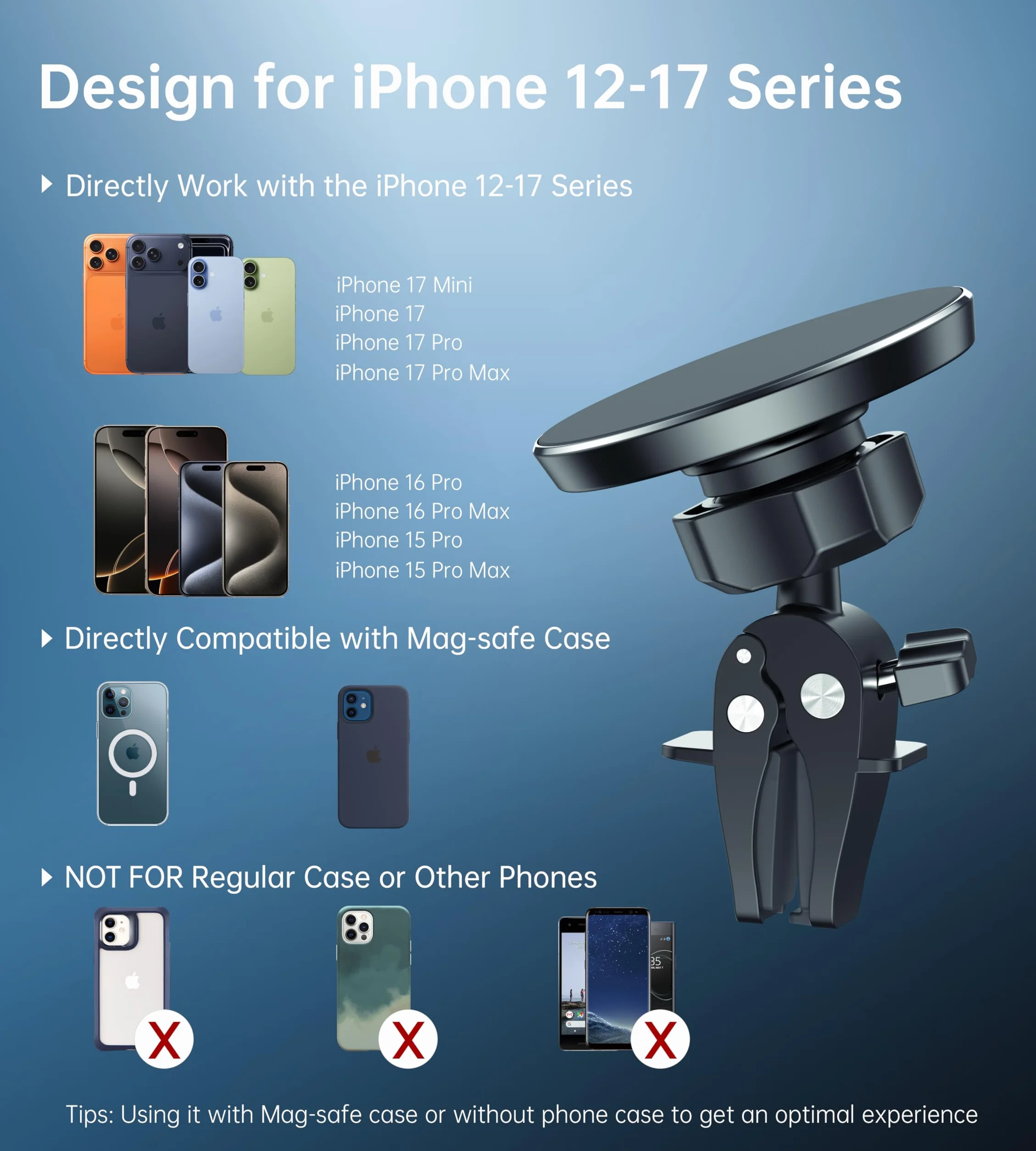 16 silnych magnetycznych uchwytów na telefon komórkowy do samochodu, obracany o 360°, uchwyt samochodowy Magsafe nadaje się do iPhone 14 13 12 Samsung Huawei i innych telefonów komórkowych