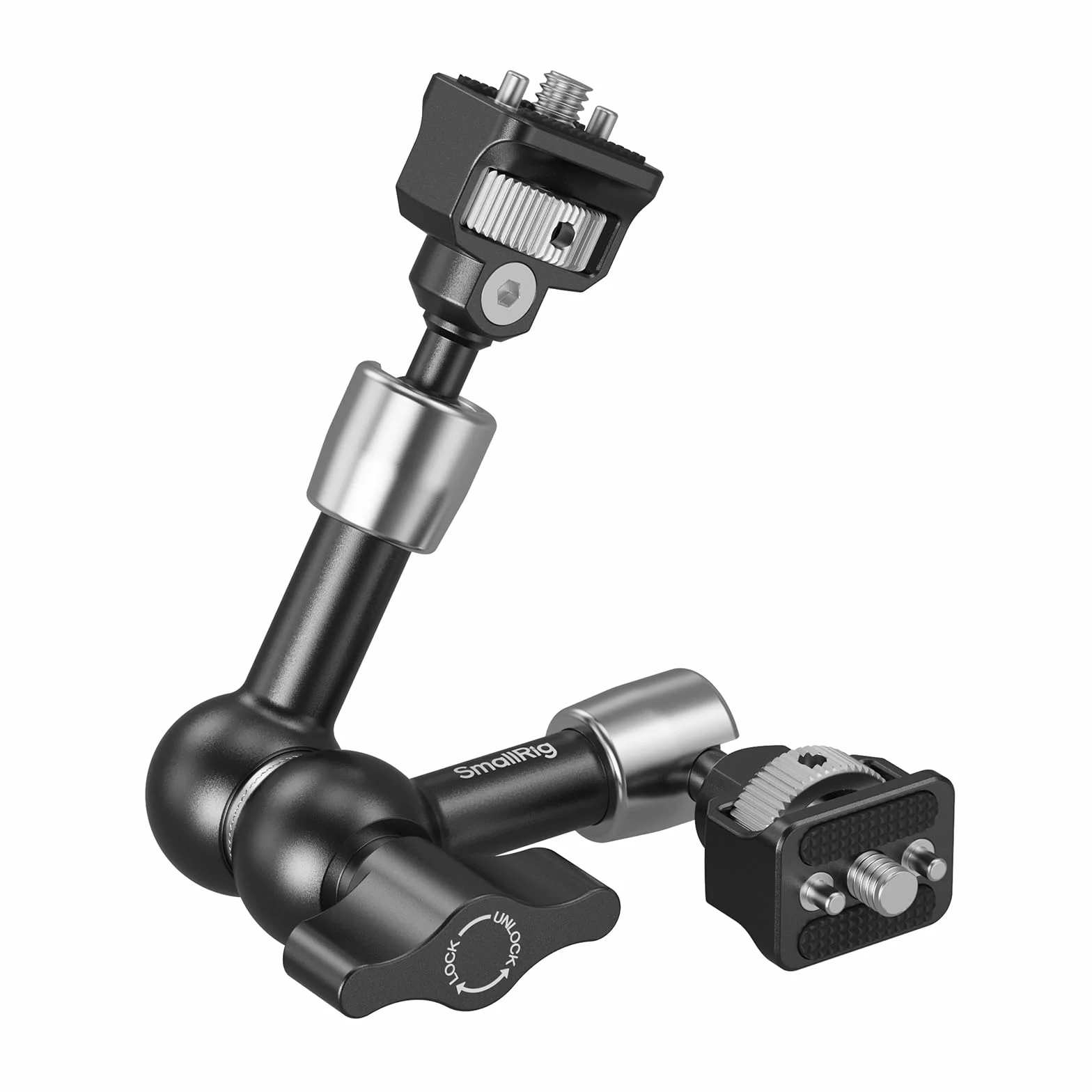 SMALLRIG 7'' Magic Arm ze śrubami 1/4"-20 i sprężynowymi kołkami, nośność 1,5 kg, podwójna głowica kulowa 360°, konstrukcja antypoślizgowa do kamer/oświetlenia/monitorów/mikrofonów/telefonów – 5308