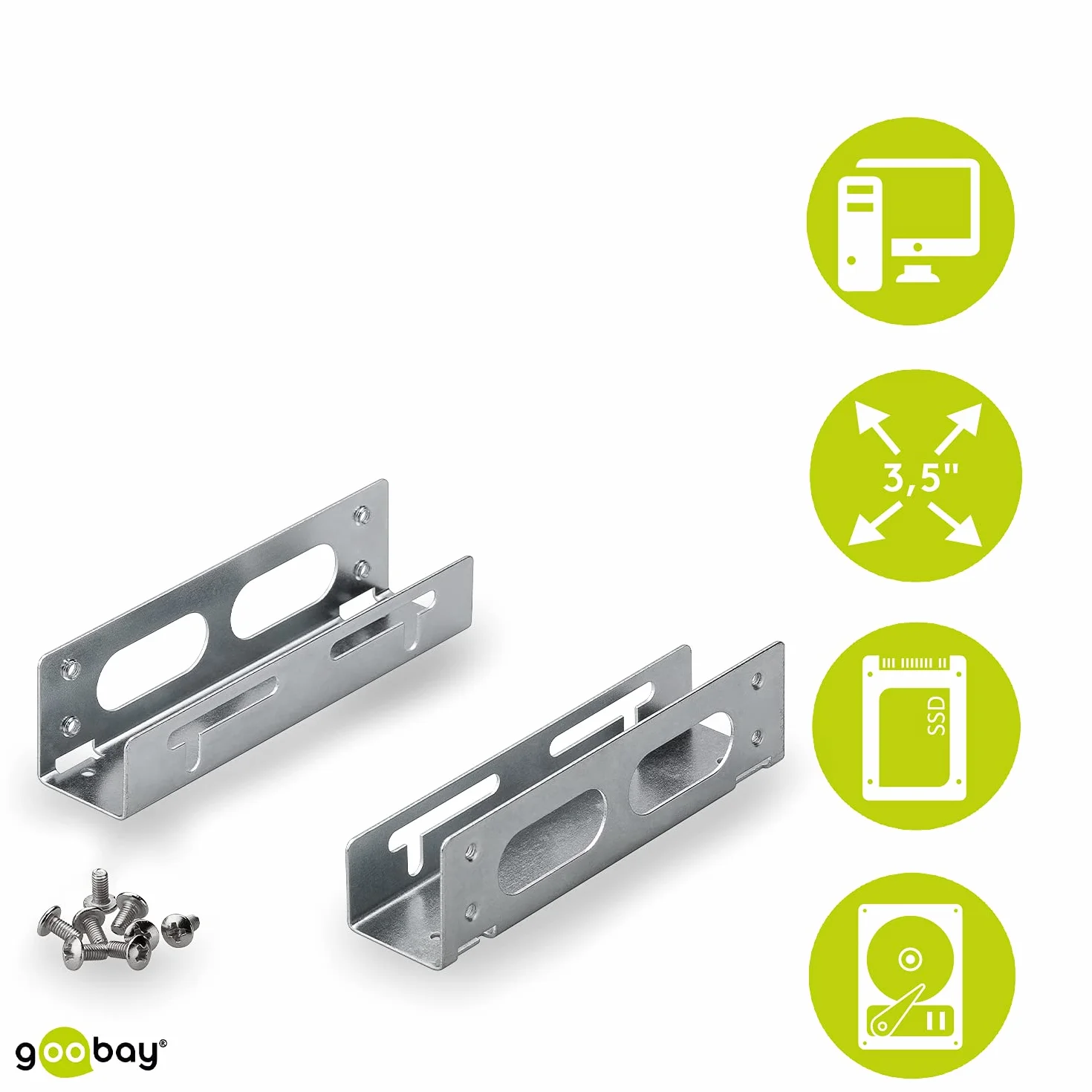 Goobay ramka montażowa 3,5" na 5,25" do dysku HDD/SSD srebrna