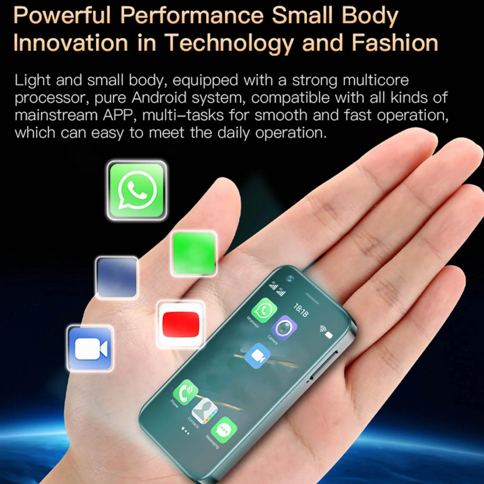 Smartfon SOYES XS12 Pro Mini 4G, 3,0-calowy Wyświetlacz 4 GB RAM i 64 GB ROM, Telefon Komórkowy Dual Sim, Bateria 2000 MAh, Kieszonkowy Telefon Komórkowy 5 MP + 13 MP dla (Sakura
