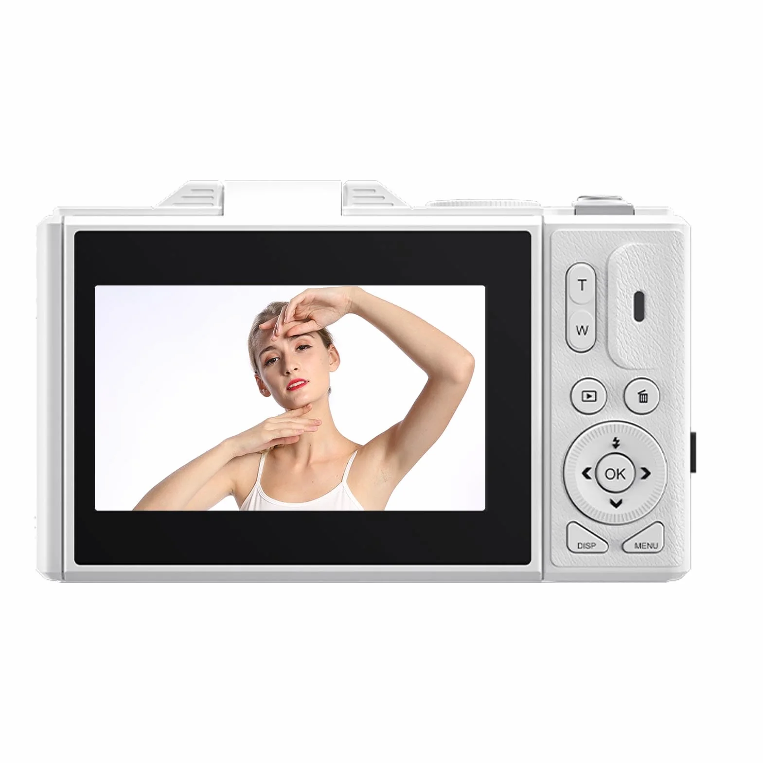 Fabater Cyfrowy Aparat Fotograficzny do Fotografii, 5K 75MP Autofocus Vlogging Camera, 3-calowy 180° Odchylany Ekran, 18-krotny Zoom Cyfrowy, Kompaktowe Aparaty Podróżne (WHITE)